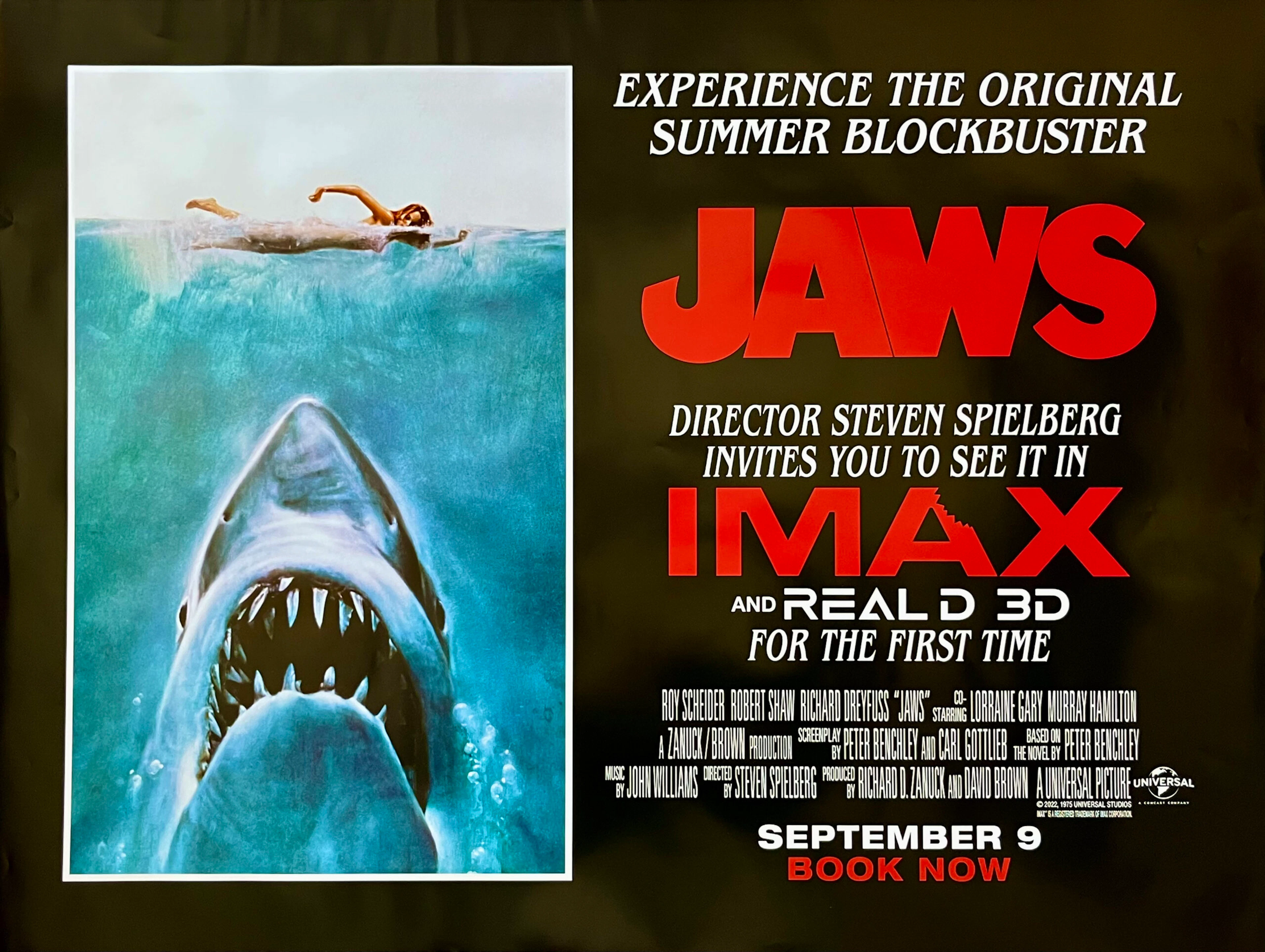 Original Jaws Movie Poster - Steven Spielberg - Great White Shark - Imax