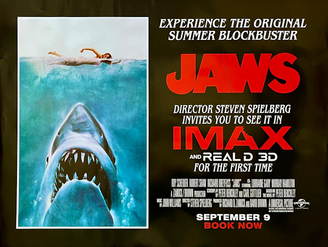 Original Jaws Movie Poster - Steven Spielberg - Great White Shark - Imax