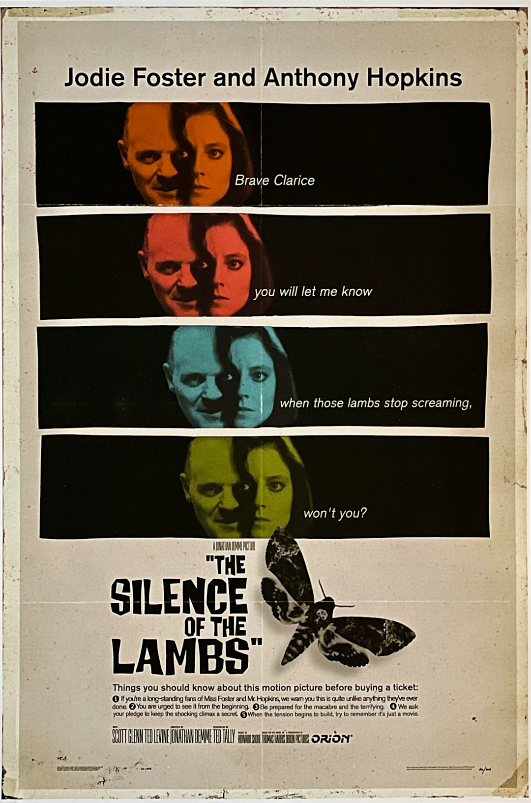 Silence of the Lambs Movie Poster - Anthony Hopkins - Hannibal Lecter