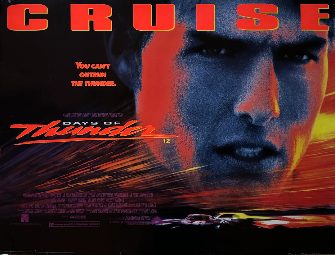 Original Days of Thunder Movie Poster - Tom Cruise - NASCAR