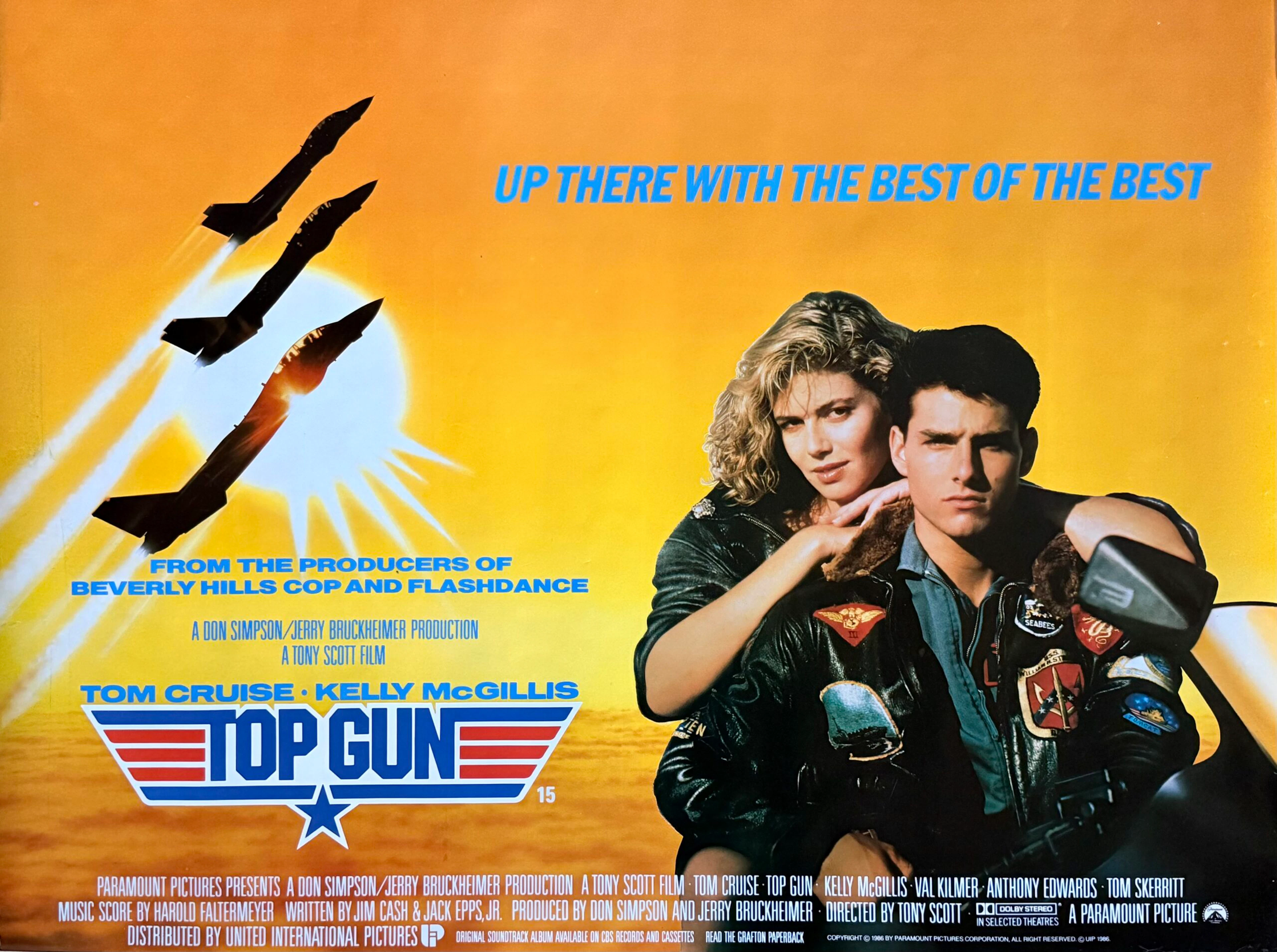 Original Top Gun Movie Poster - Tom Cruise - Kelly McGillis