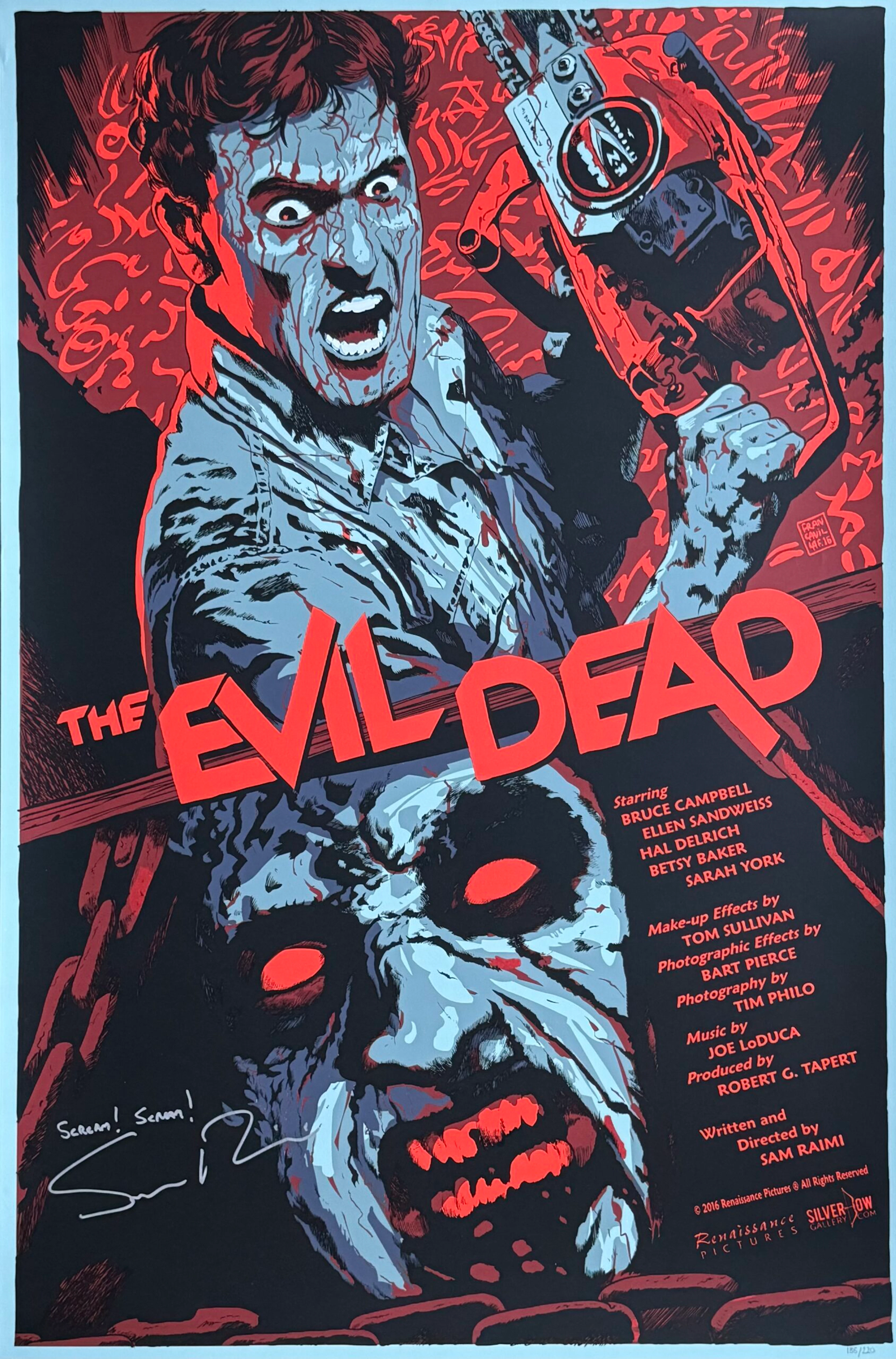 Evil Dead Alternative Movie Poster - Sam Raimi - Autographed