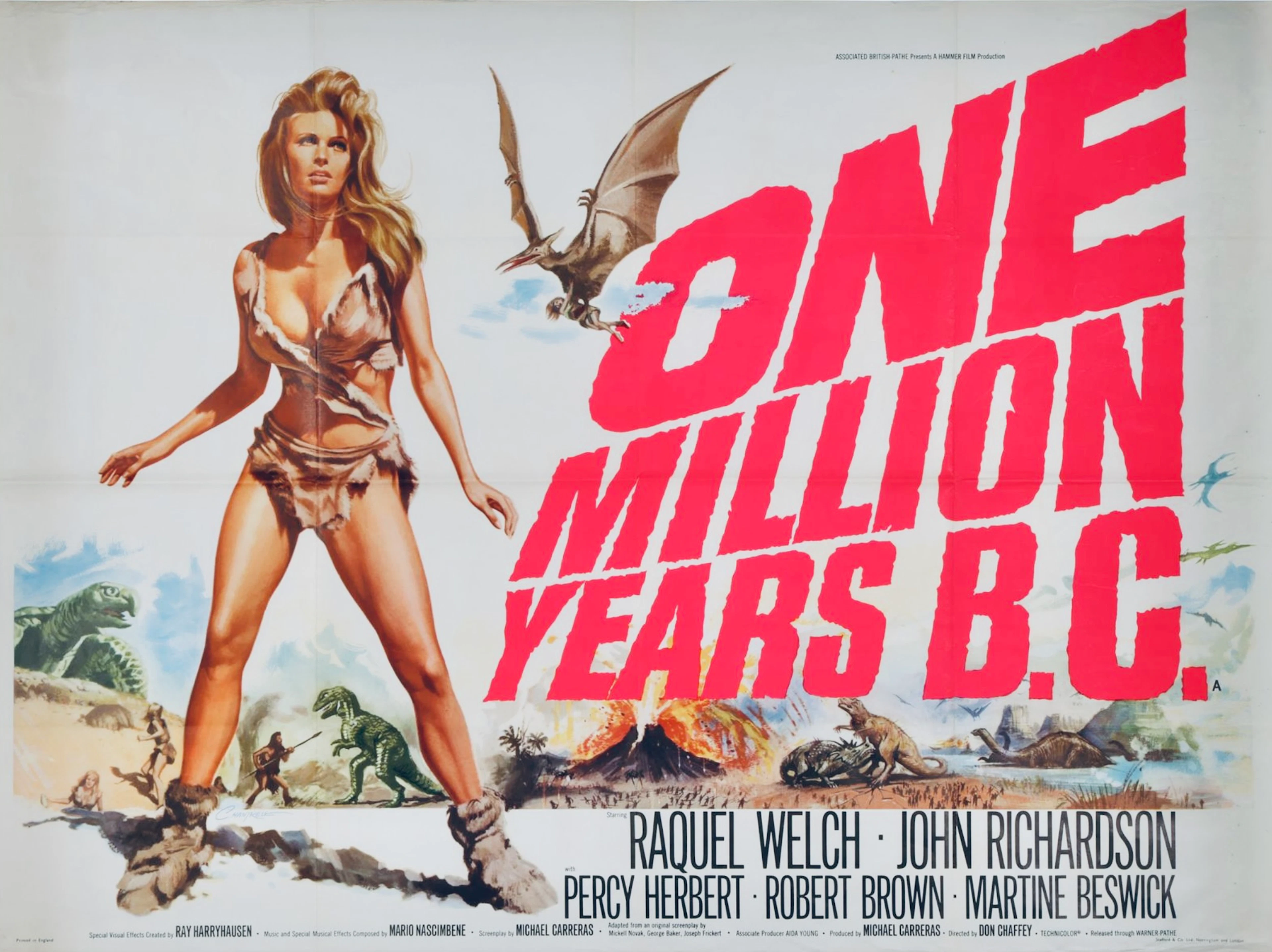 Original One Million Years B.C. Movie Poster - Raquel Welch