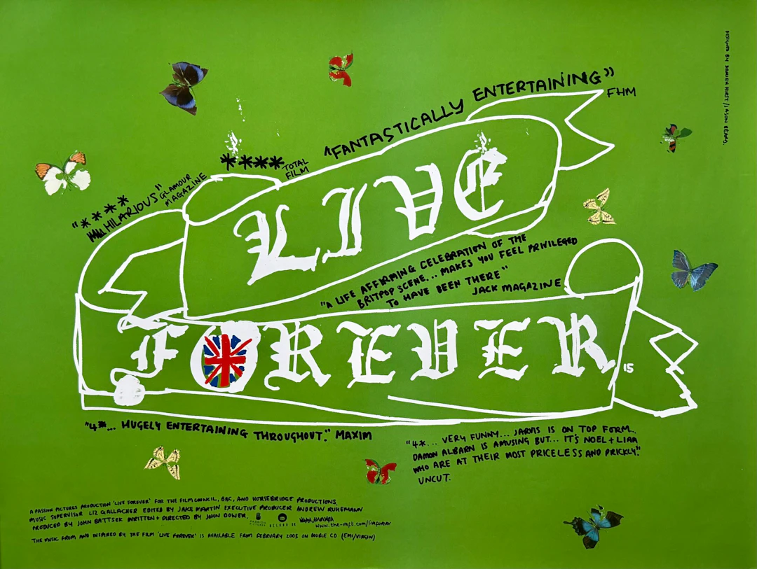 Original Live Forever Movie Poster - Oasis - Blur - Damien Hirst