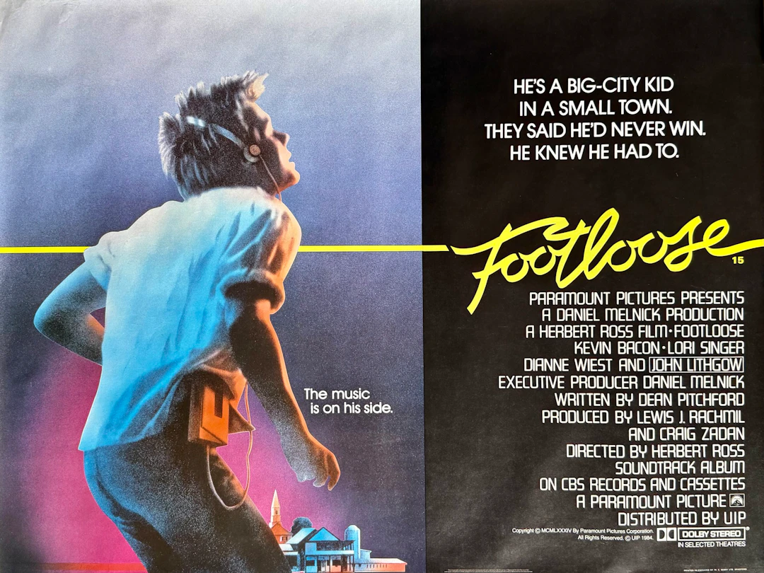 Original Footloose Movie Poster - Kevin Bacon - Music - Lori Singer
