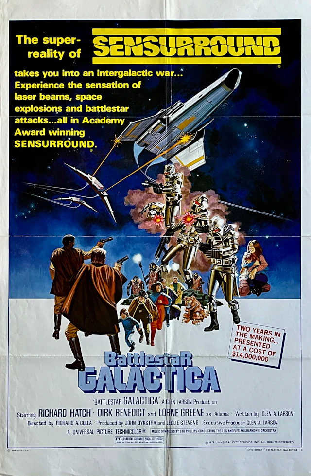 Original Battlestar Galactica Movie Poster - Sci Fi - Dirk Benedict - Cylon