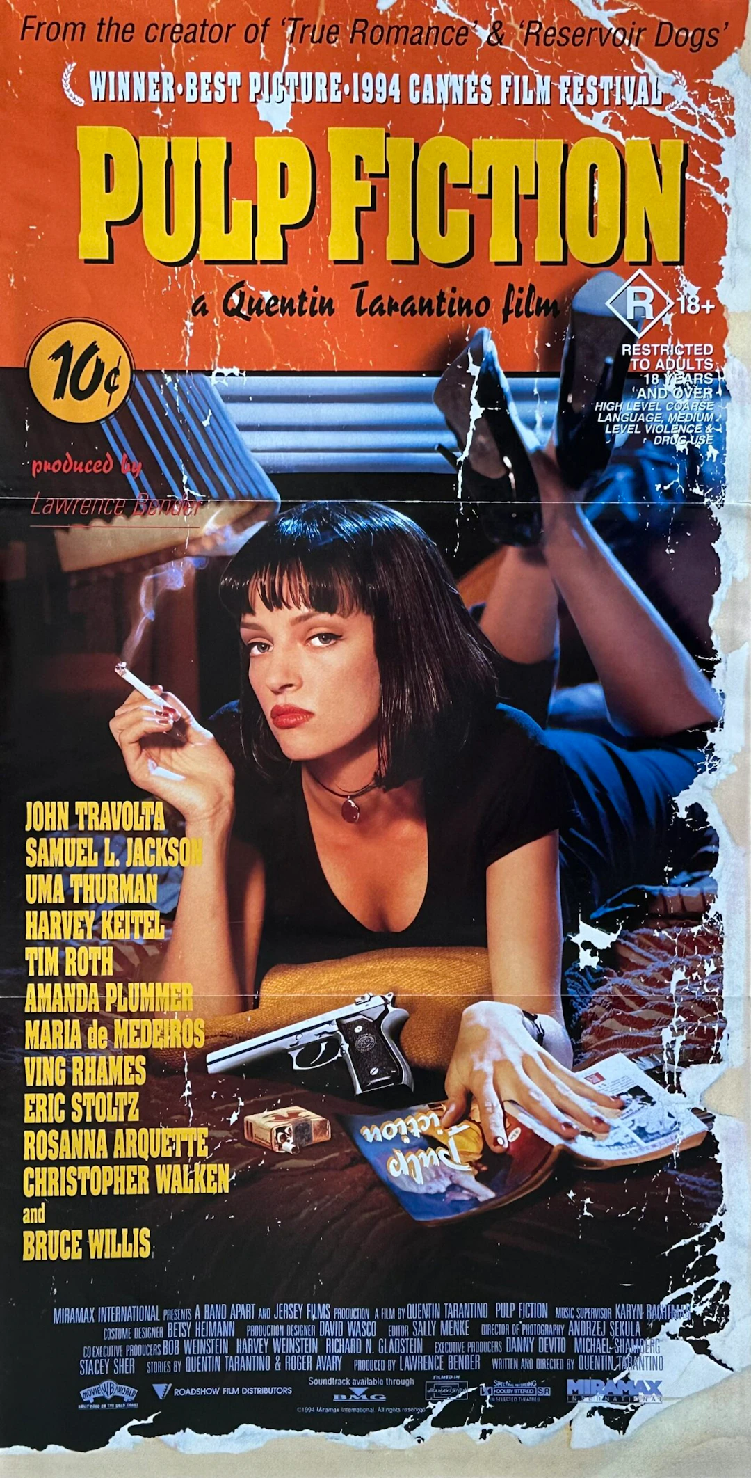 Original Pulp Fiction Movie Poster - Quentin Tarantino - Uma Thurman