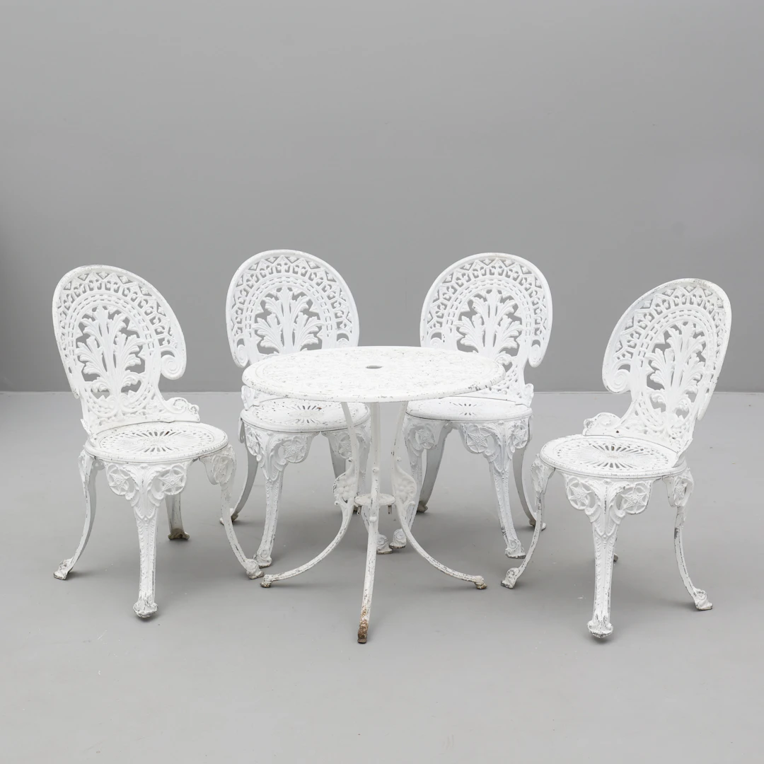 TRÄDGÅRDSGRUPP, 5 delar, lättmetall/aluminium.