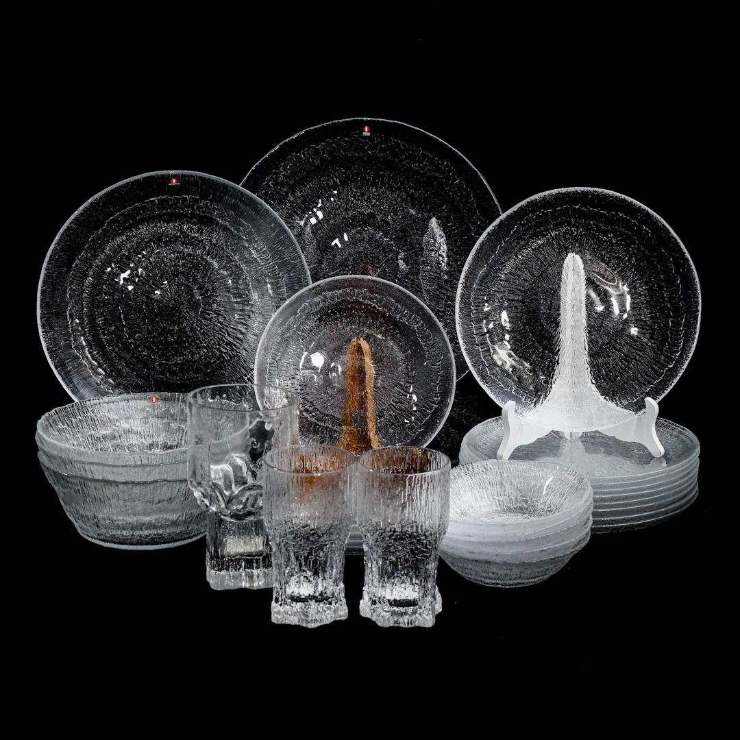 TAPIO WIRKKALA. Servisdelar, 28 delar, glas, "Solaris, Minerva, Aslak"