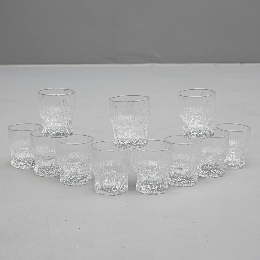 TAPIO WIRKKALA. SELTERGLAS, 11 stycken, " Aslak ", Iittala, Finland.