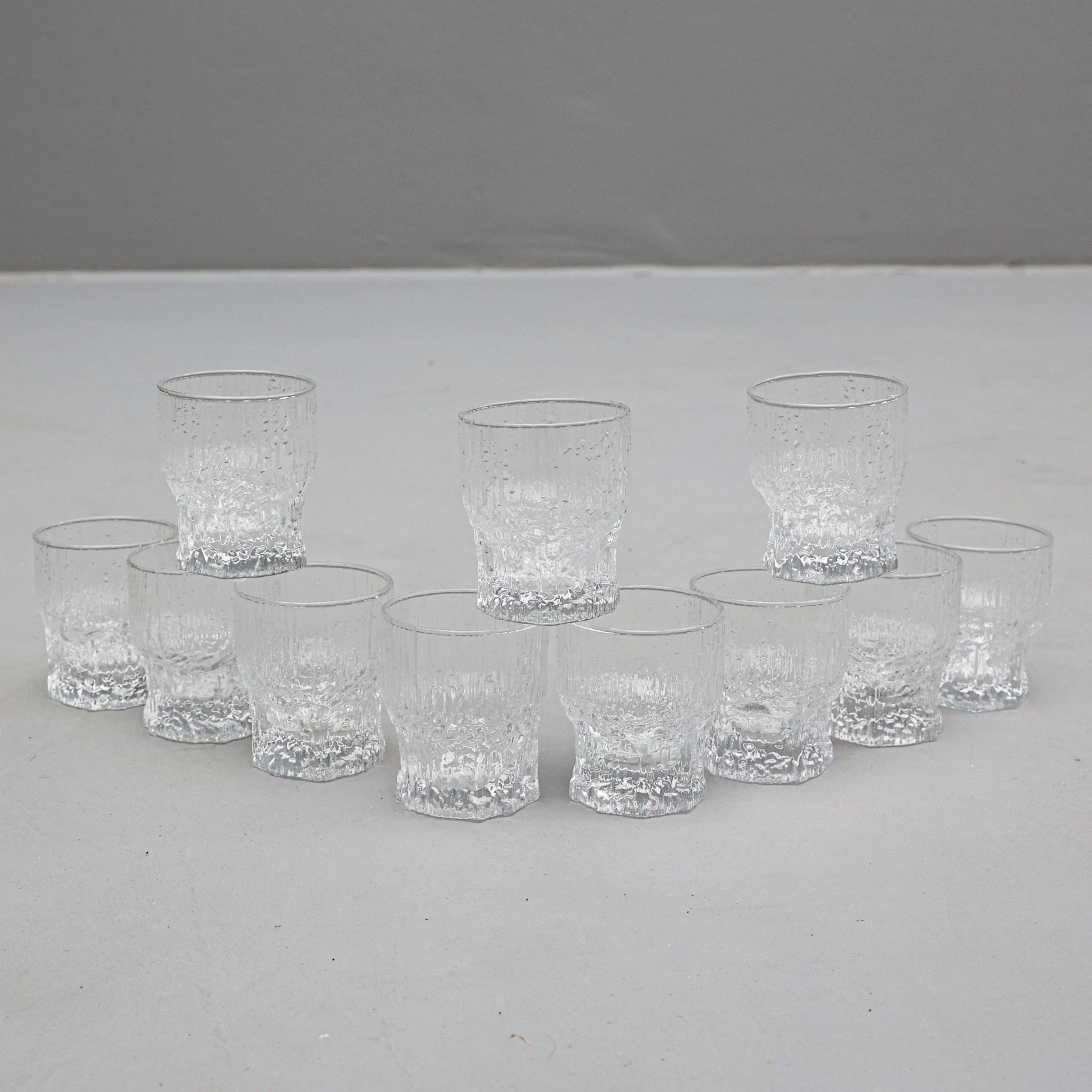 TAPIO WIRKKALA. SELTERGLAS, 11 stycken, " Aslak ", Iittala, Finland.