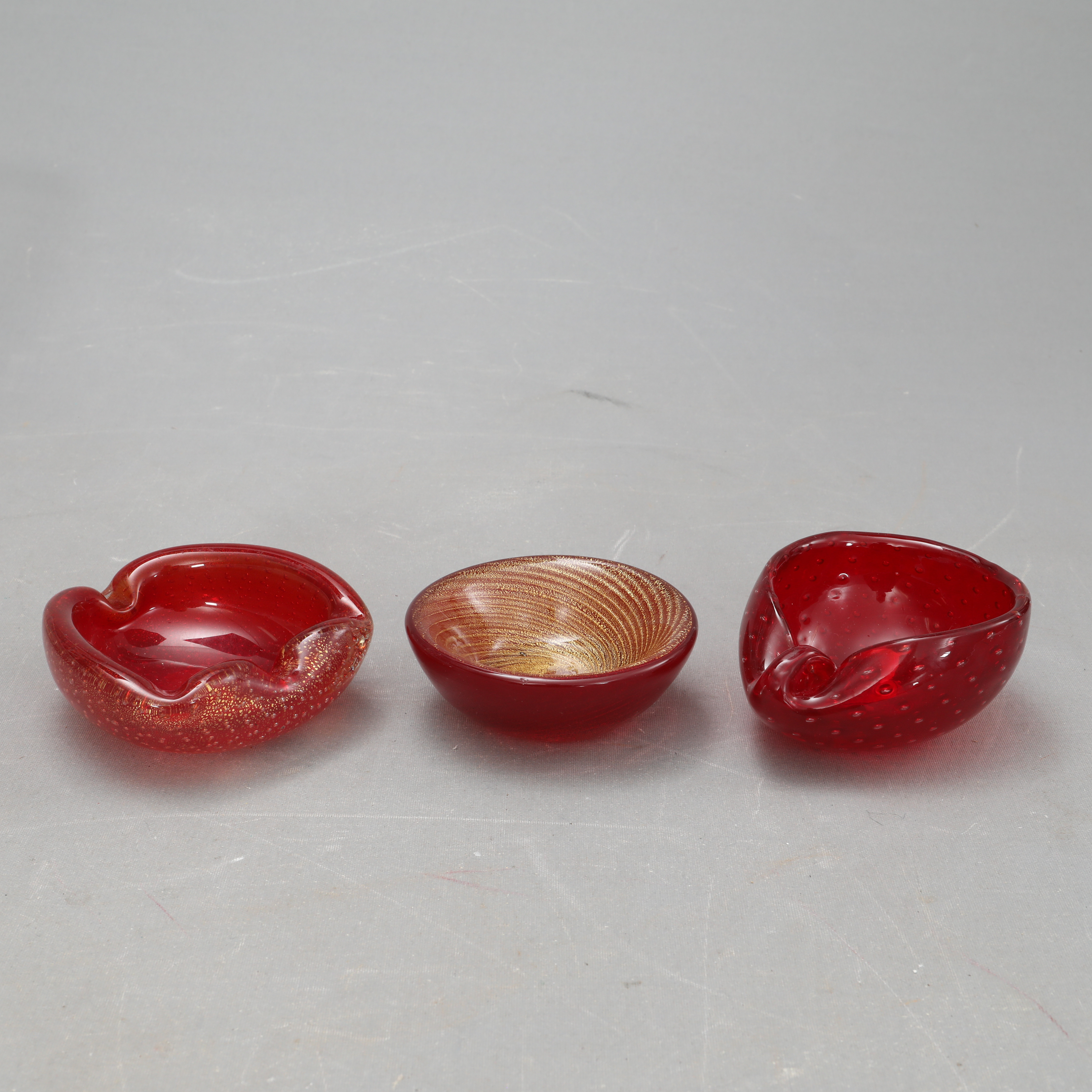 SKÅLAR, tre stycken, glas, Murano, Italien.