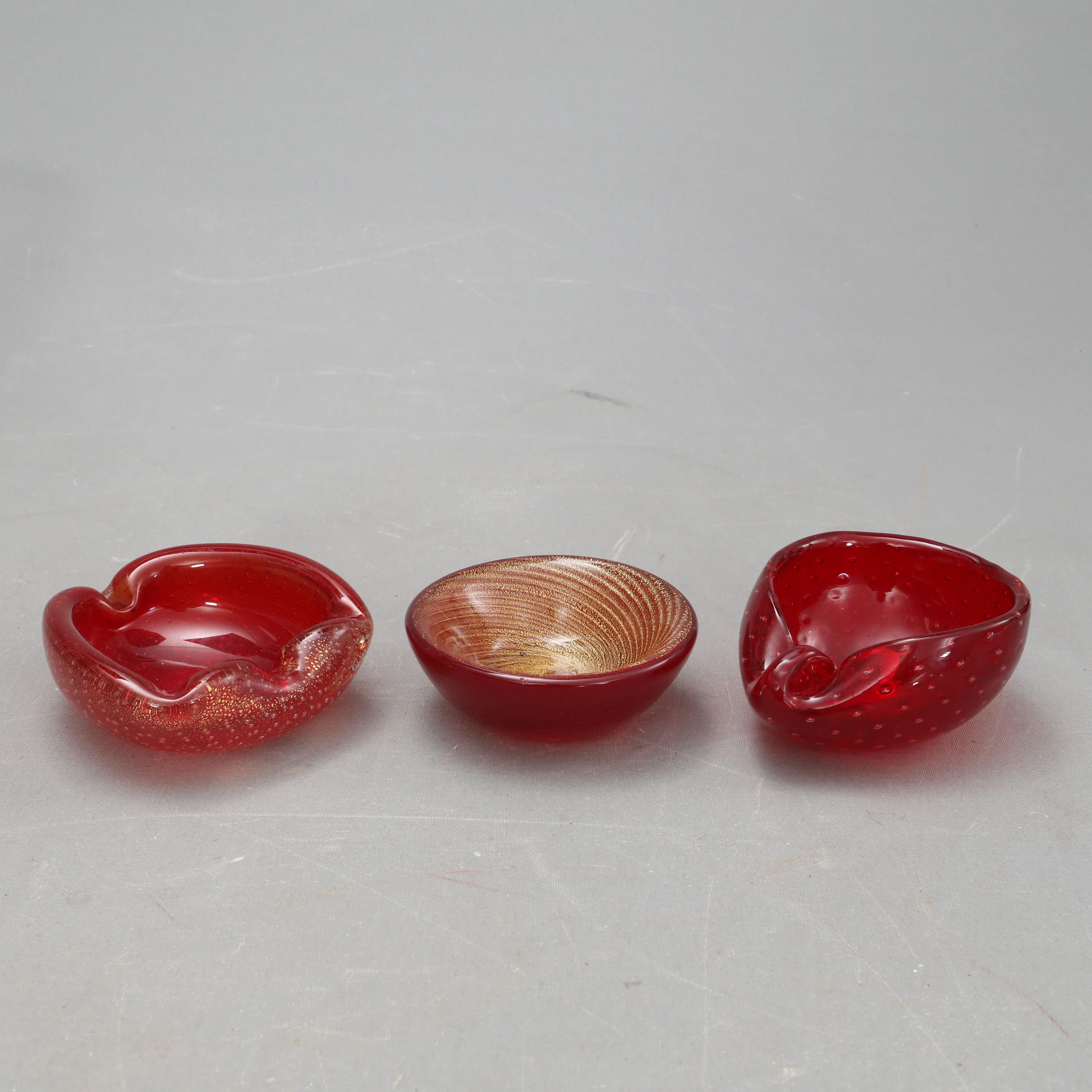 SKÅLAR, tre stycken, glas, Murano, Italien.