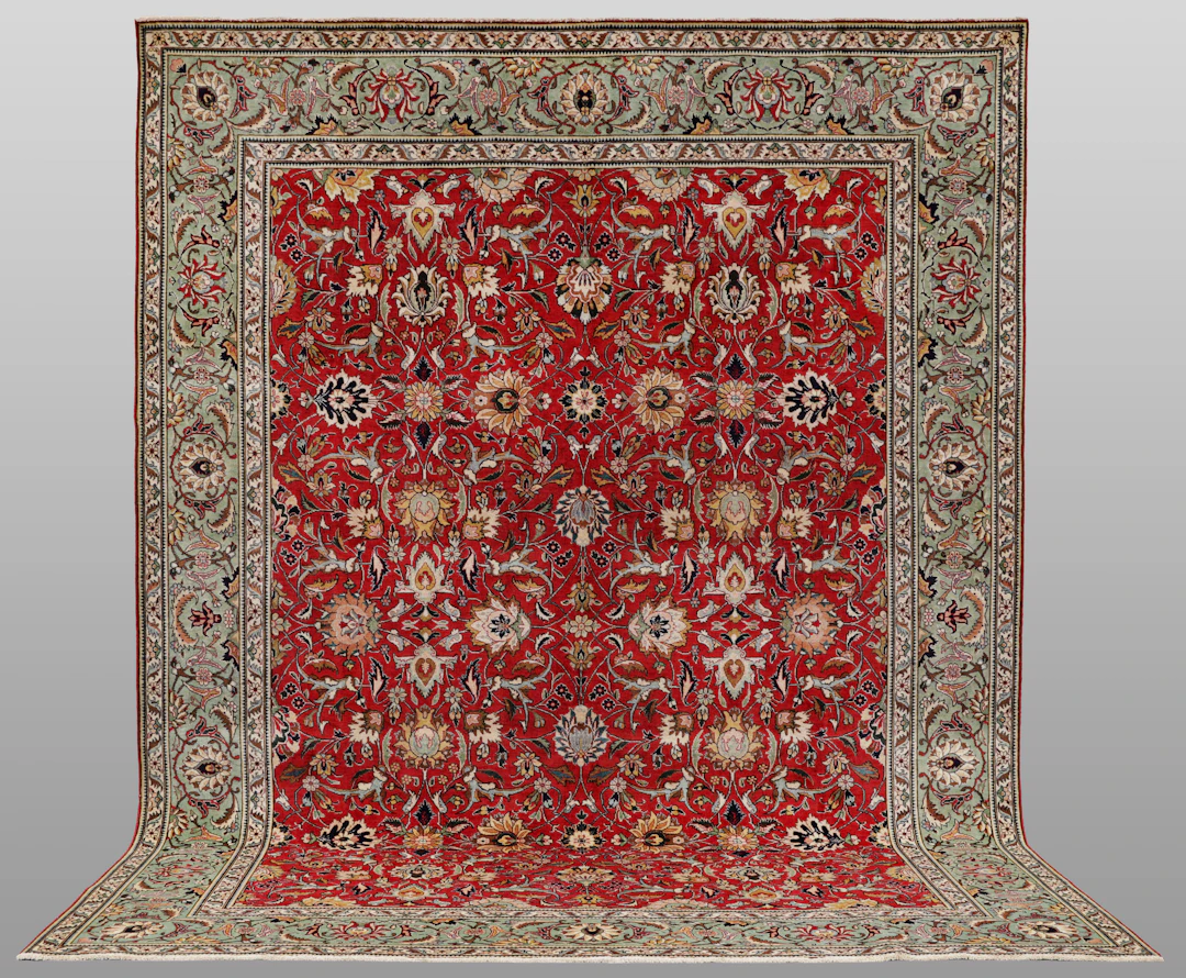 MATTA. Semiantik Täbriz, patinerad, 378 x 285 cm.