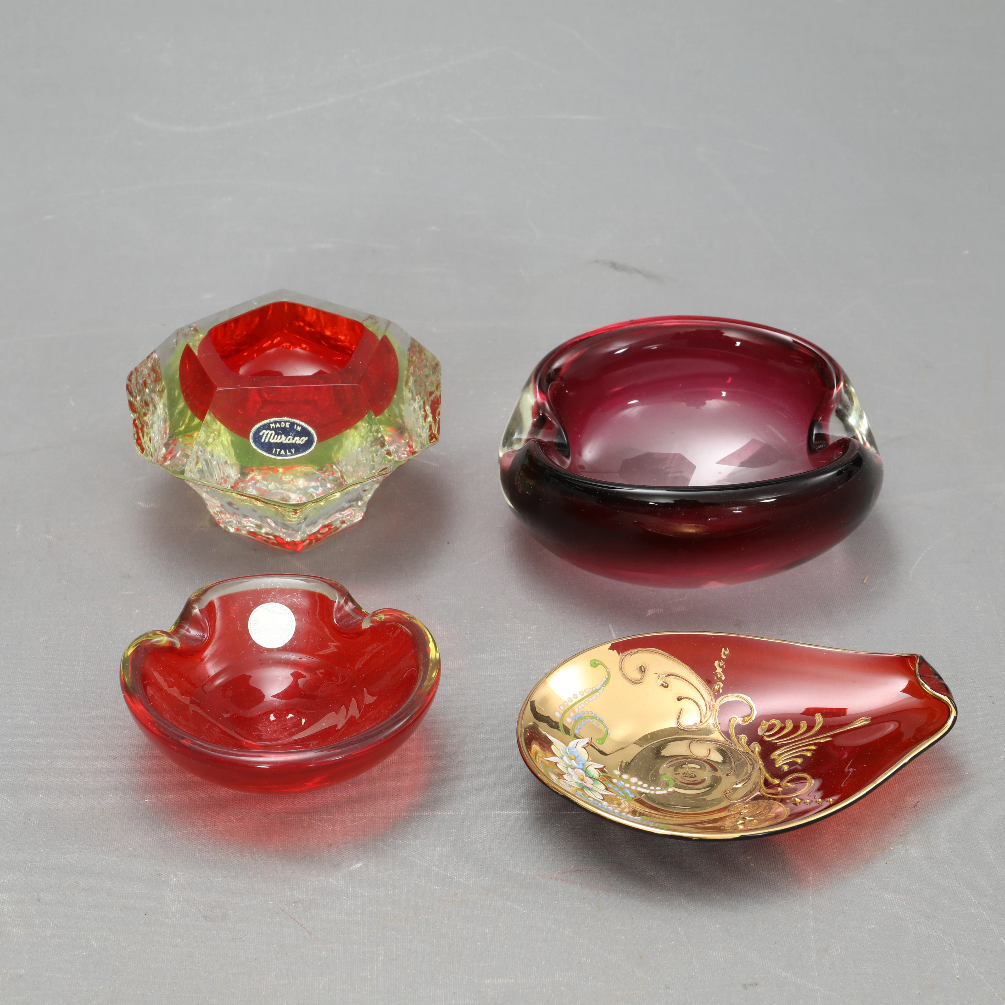 SKÅLAR, 4 stycken, glas, Murano, Italien.