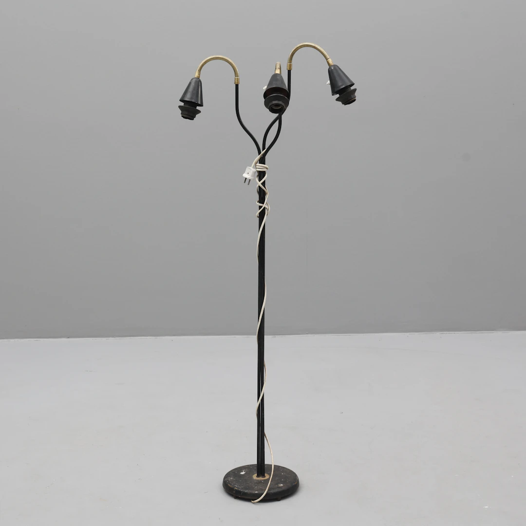 GOLVLAMPA, metall, böjbara ljusarmar.