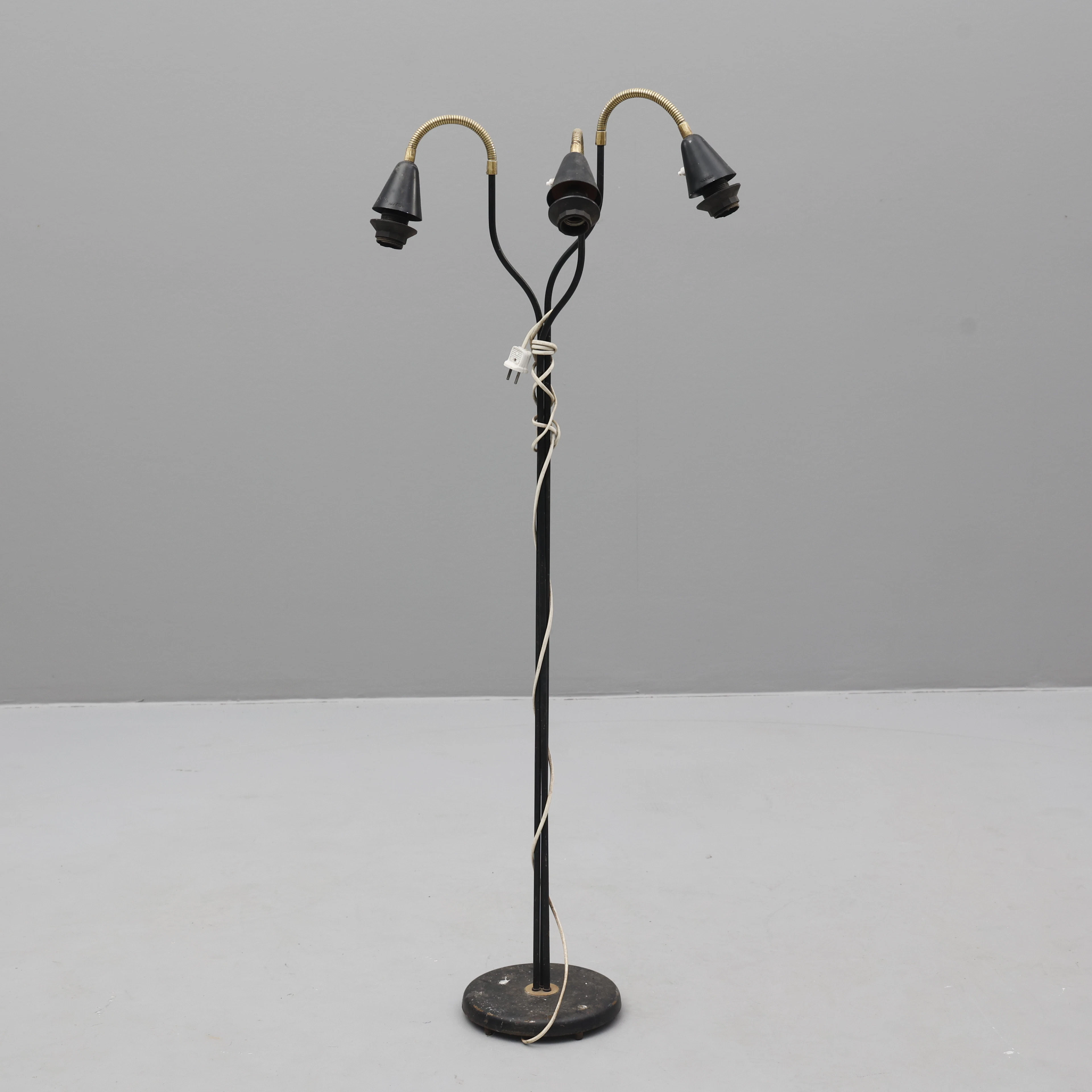 GOLVLAMPA, metall, böjbara ljusarmar.
