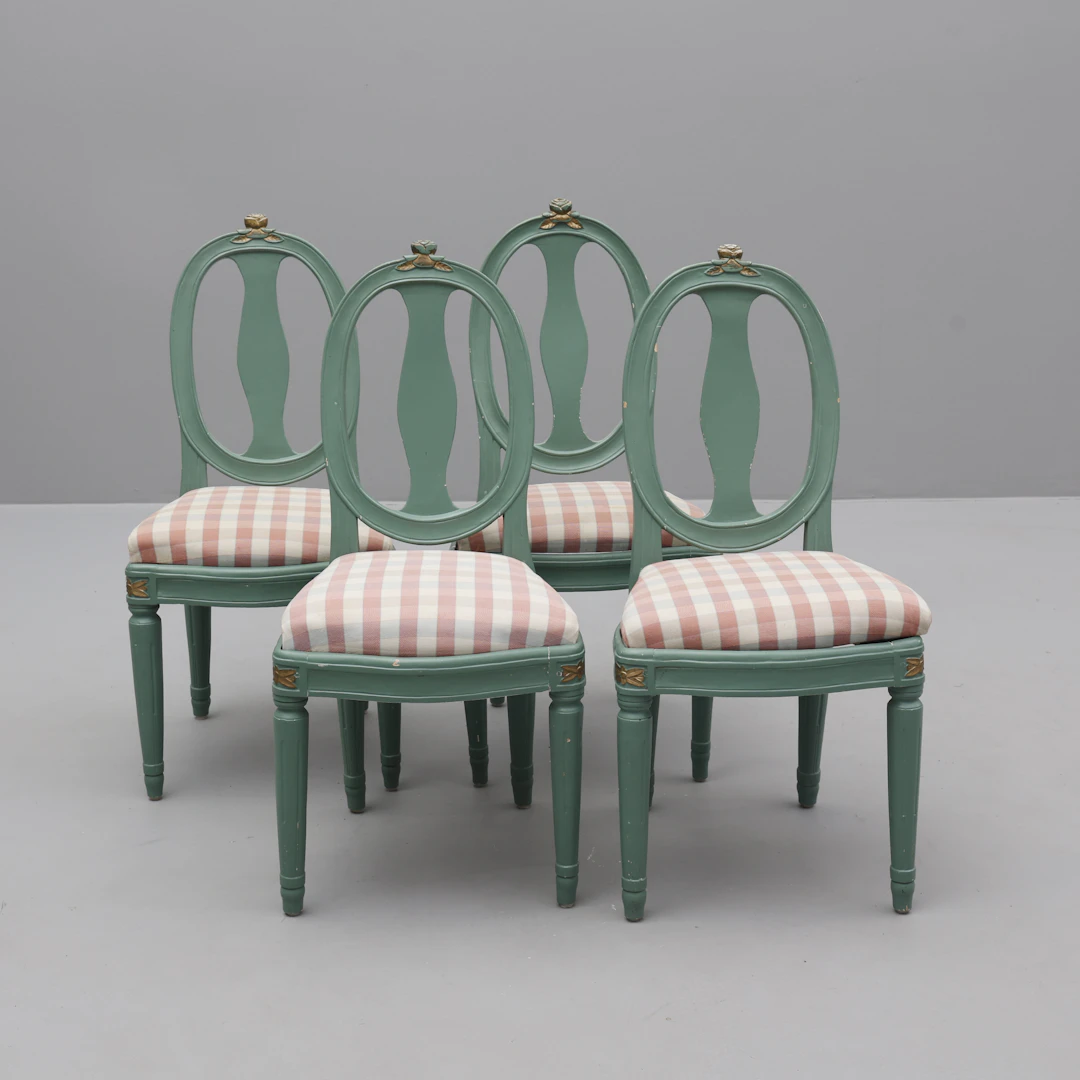STOLAR, 4 st, Gustaviansk stil, Märkt i blyerts A Jonsson, 1937.