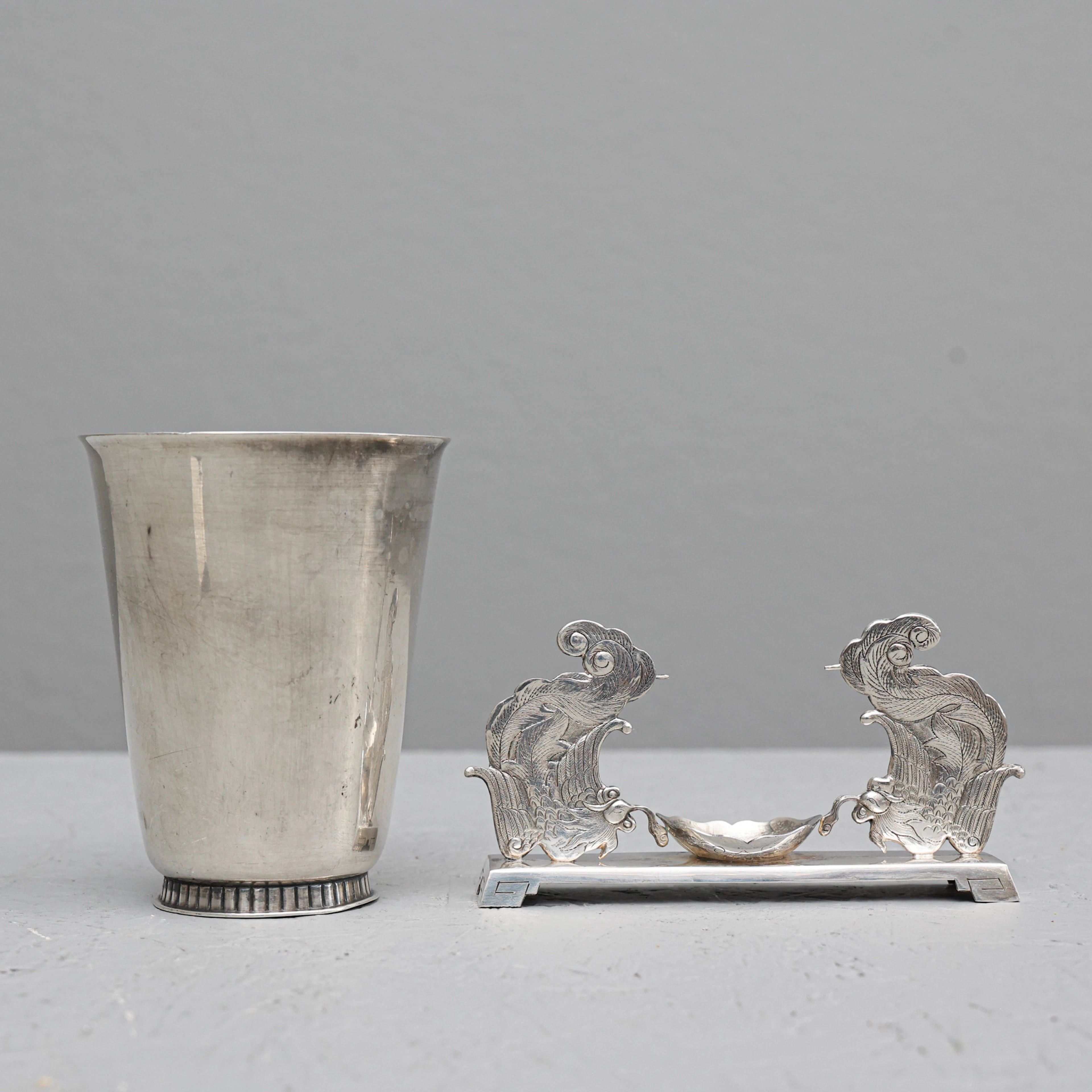SALTKAR samt bägare, silver, vikt ca 201.