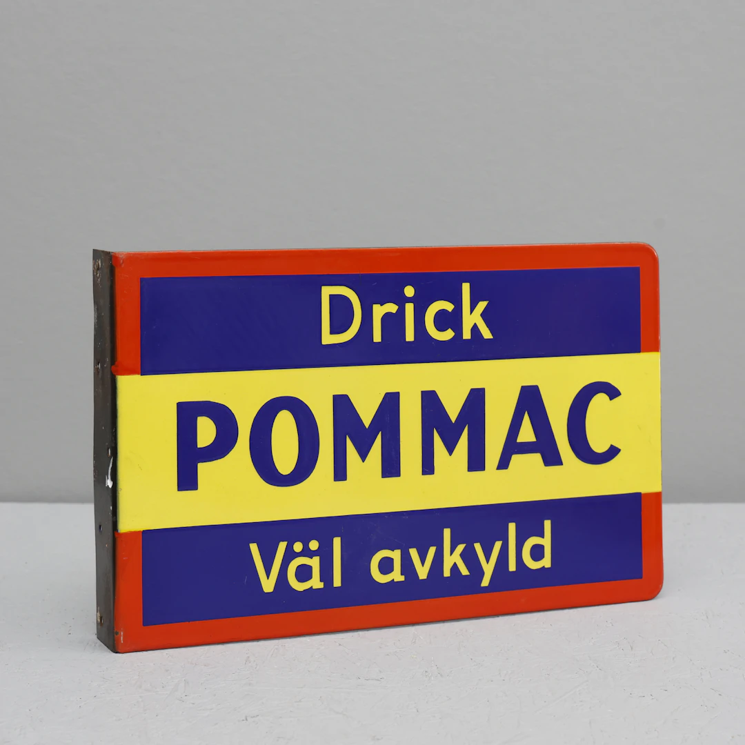 POMMAC, emaljskylt, 1930/40-tal.