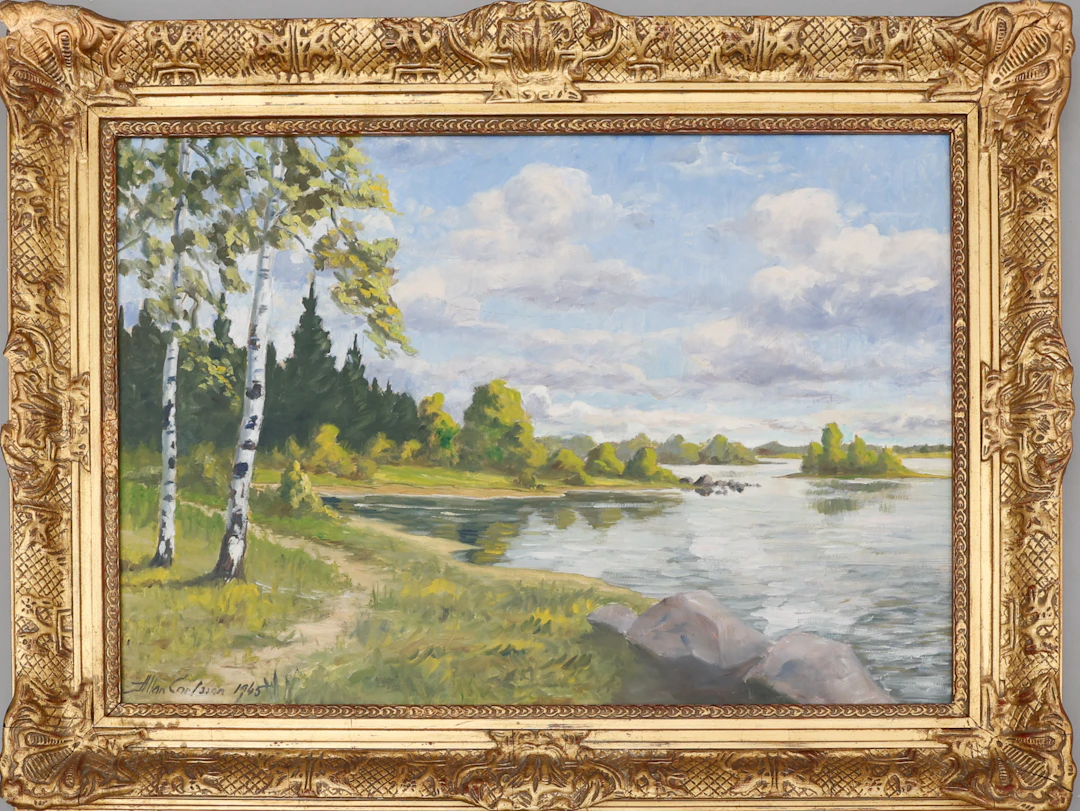 ALLAN CARLSSON. Olja på pannå, daterad 1945, signerad.