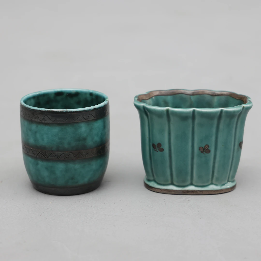 WILHELM KÅGE. vaser, 2 stycken, "Argenta", Gustavsberg,1930/40-tal.