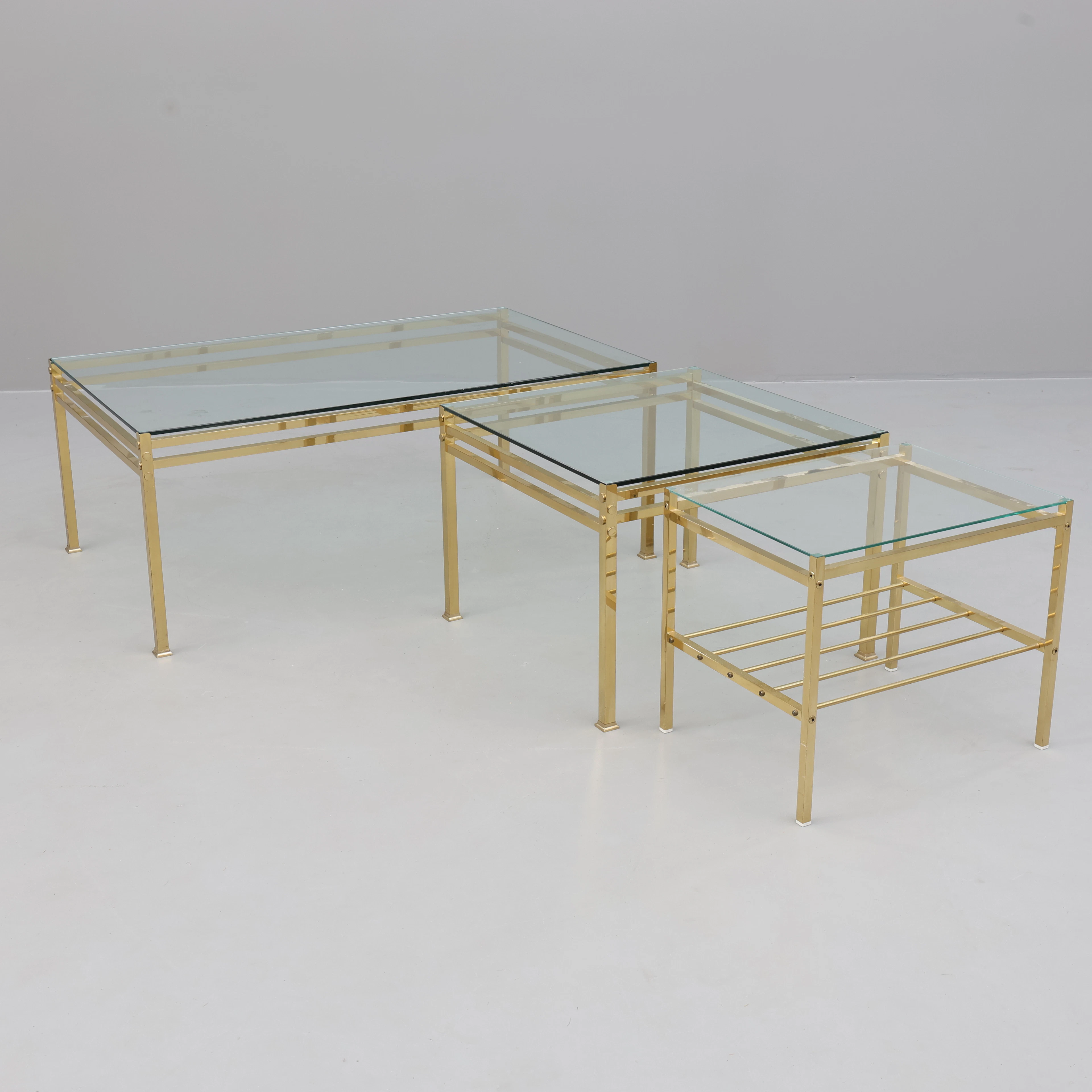 SOFFBORD, 3 stycken,metall och glas.
