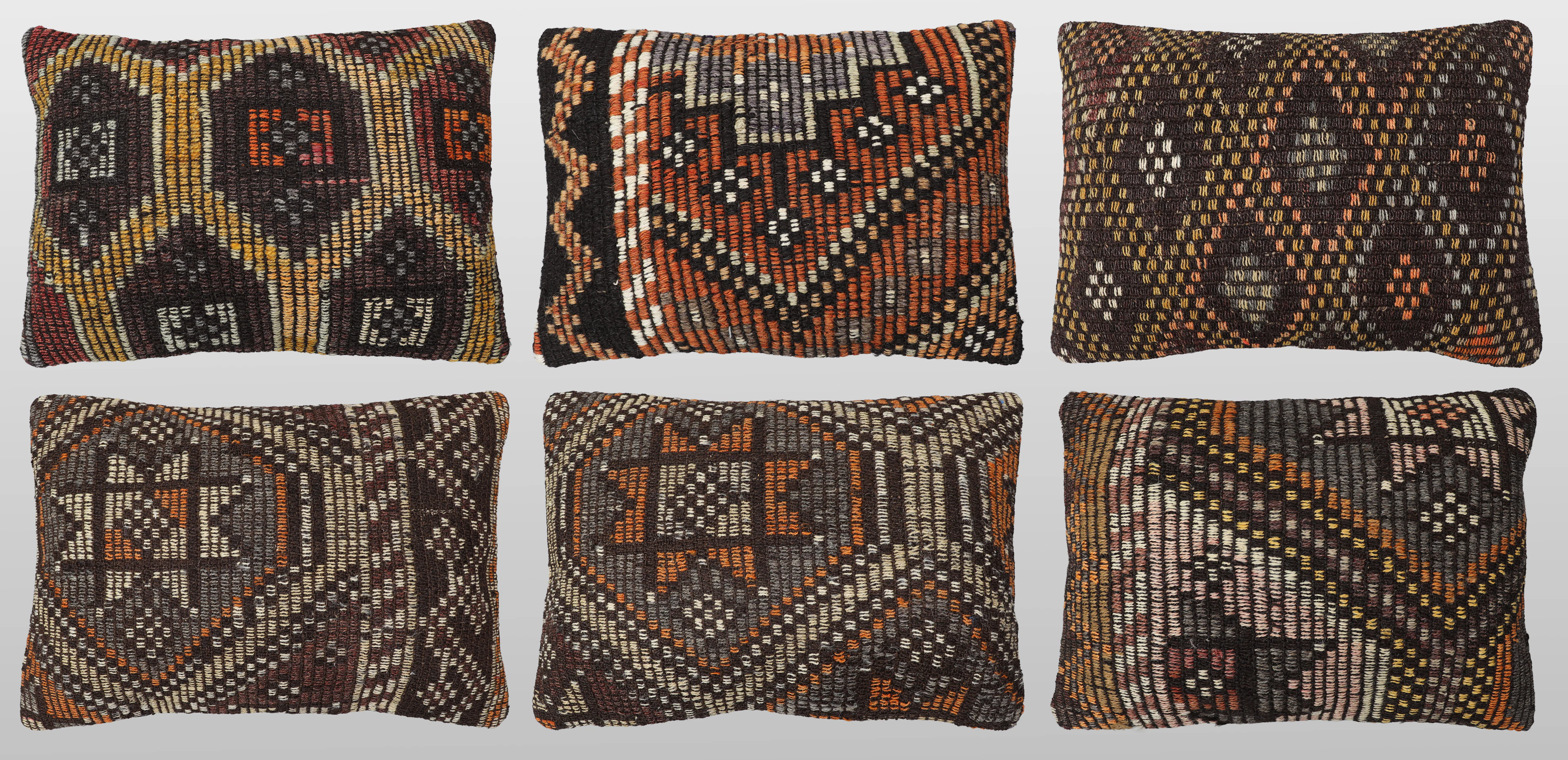 KUDDFODRAL. Parti Kuddfodral 6st, anatoliska Kelim fragment, 50 x 35 cm.
