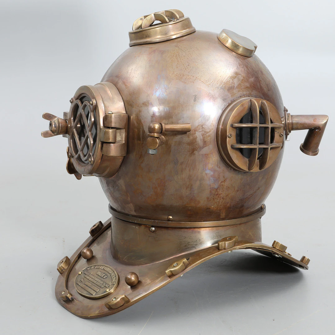 DYKARHJÄLM, mässing, replika,"U.S navy diving helmet", replika, 2000-tal.