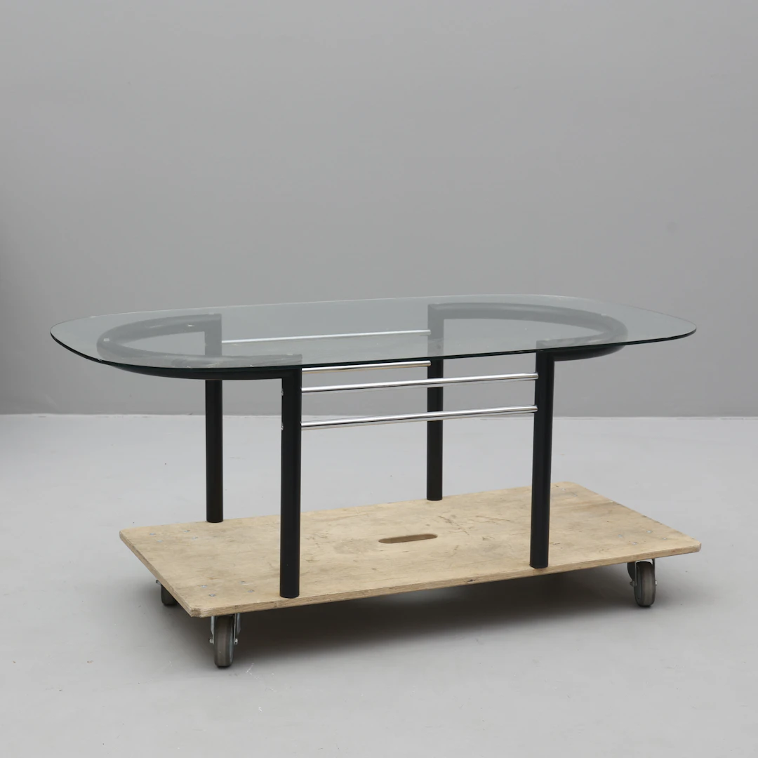 SOFFBORD, metall samt glasskiva.