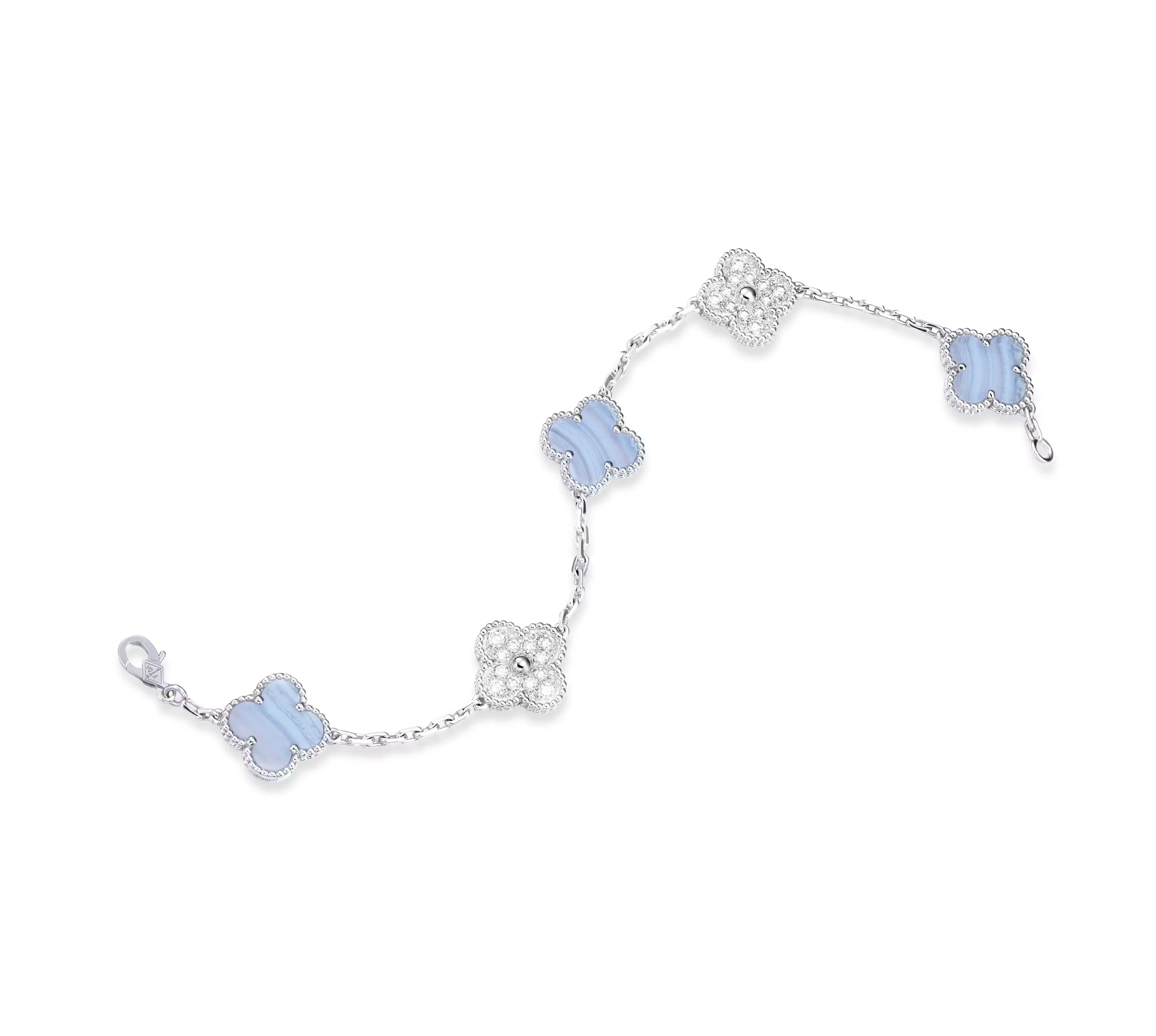 CHALCEDONY AND DIAMOND 'VINTAGE ALHAMBRA' BRACELET, BY VAN CLEEF & ARPELS