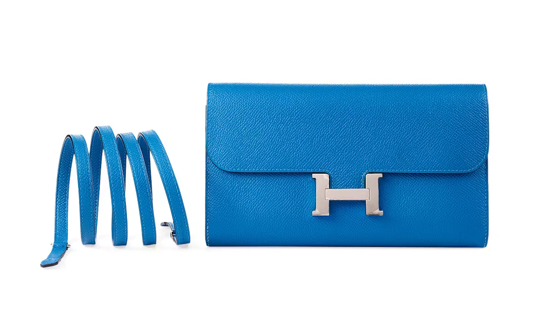 A MYKONOS EPSOM CONSTANCE-TO-GO WALLET WITH PALLADIUM HARDWARE, 2022, BY HERMÈS