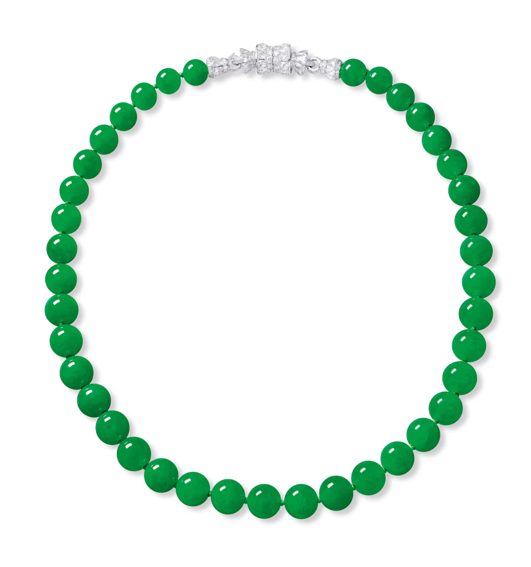 BURMESE JADEITE BEAD AND DIAMOND NECKLACE