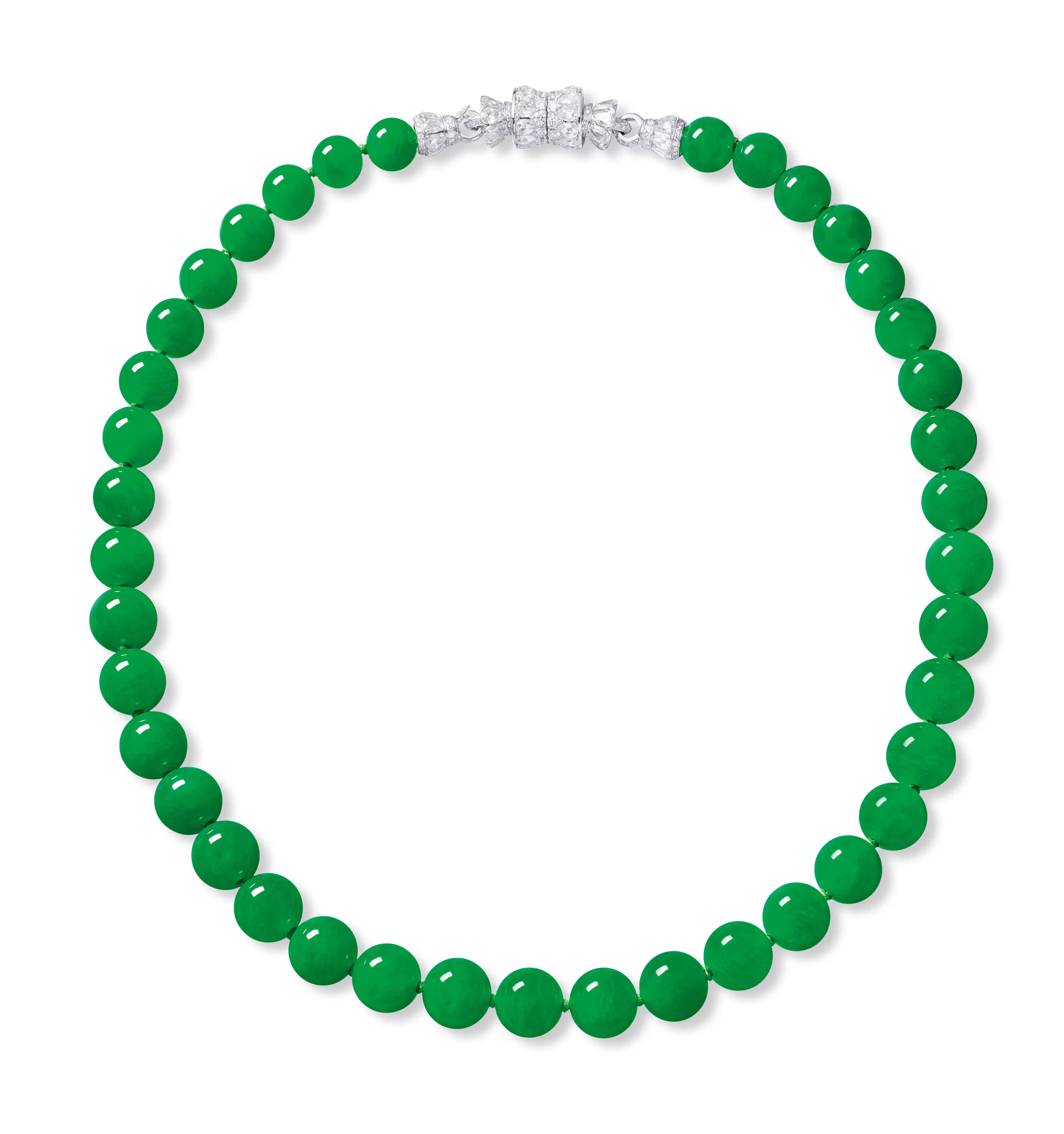 BURMESE JADEITE BEAD AND DIAMOND NECKLACE