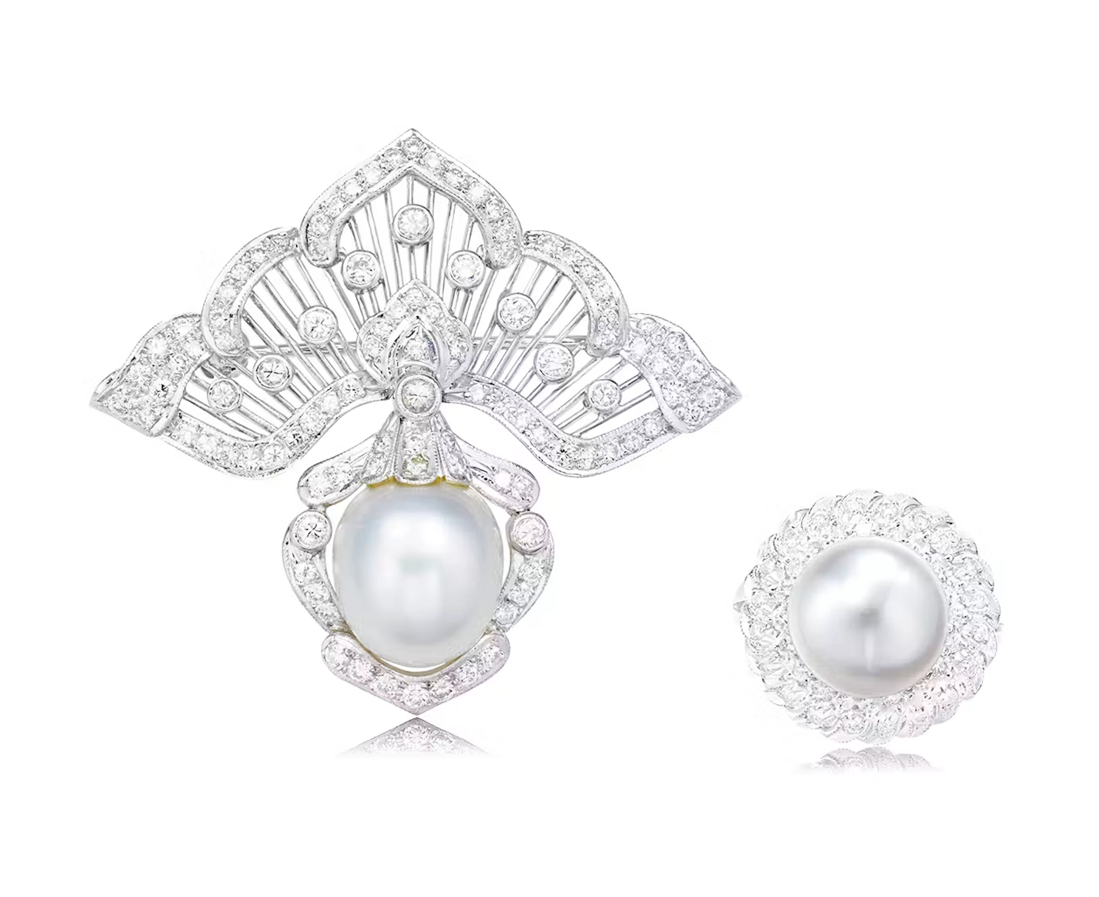 SET OF CULTURED PEARL AND DIAMOND JEWELRY