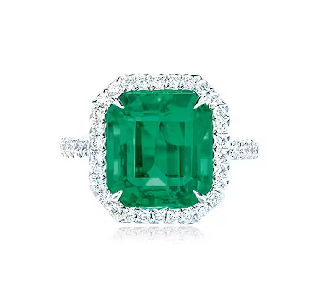 5.08 CARAT ZAMBIAN EMERALD AND DIAMOND RING