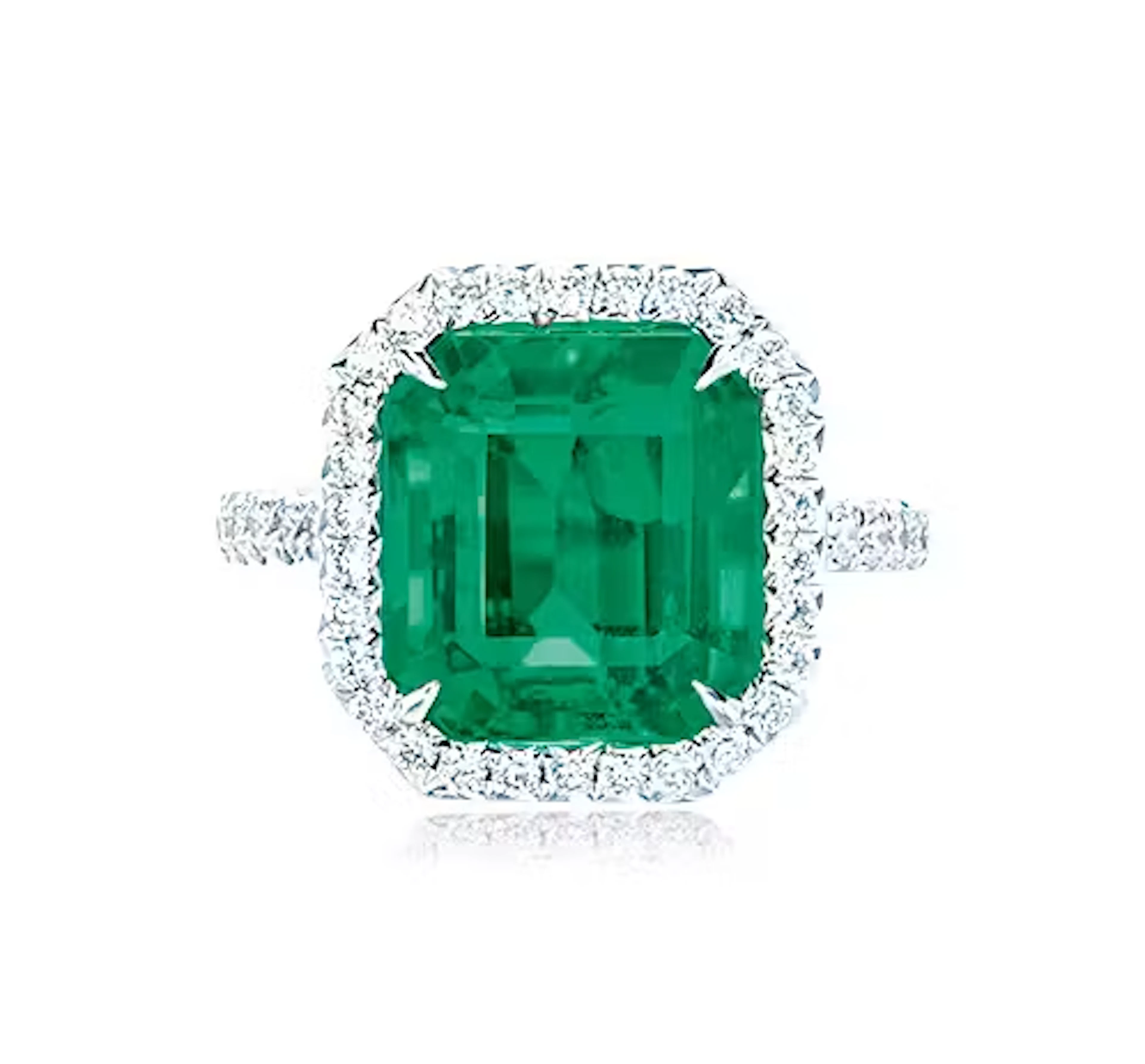 5.08 CARAT ZAMBIAN EMERALD AND DIAMOND RING