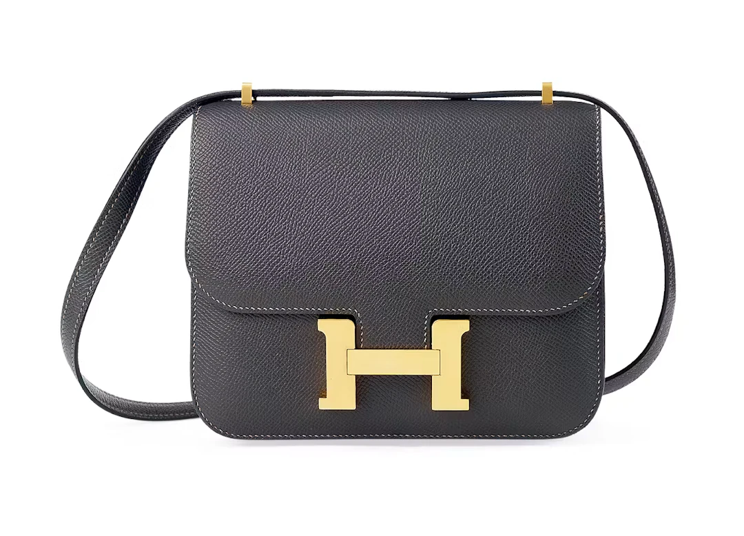 A GRAPHITE EPSOM MINI CONSTANCE III 18 WITH GOLD HARDWARE, 2022, BY HERMÈS
