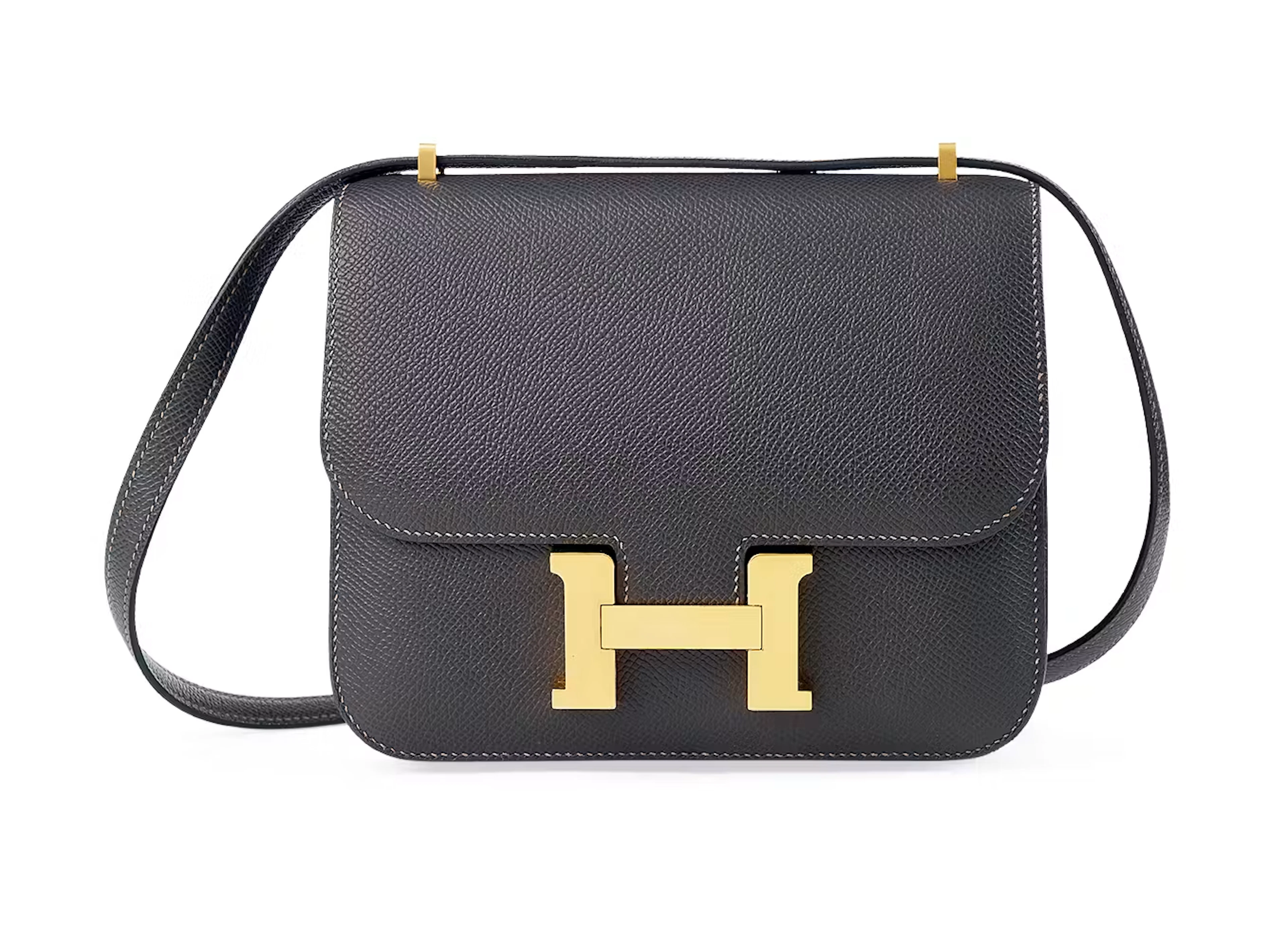 A GRAPHITE EPSOM MINI CONSTANCE III 18 WITH GOLD HARDWARE, 2022, BY HERMÈS