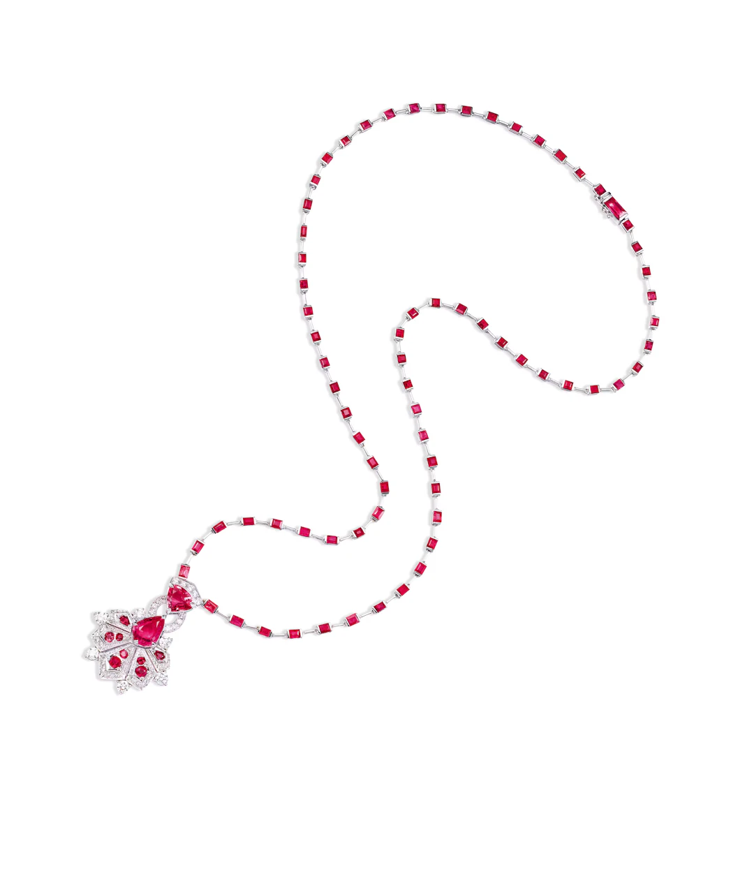 TOTAL OF 18.10 CARAT SRI LANKA PINK SAPPHIRE AND DIAMOND PENDENT NECKLACE