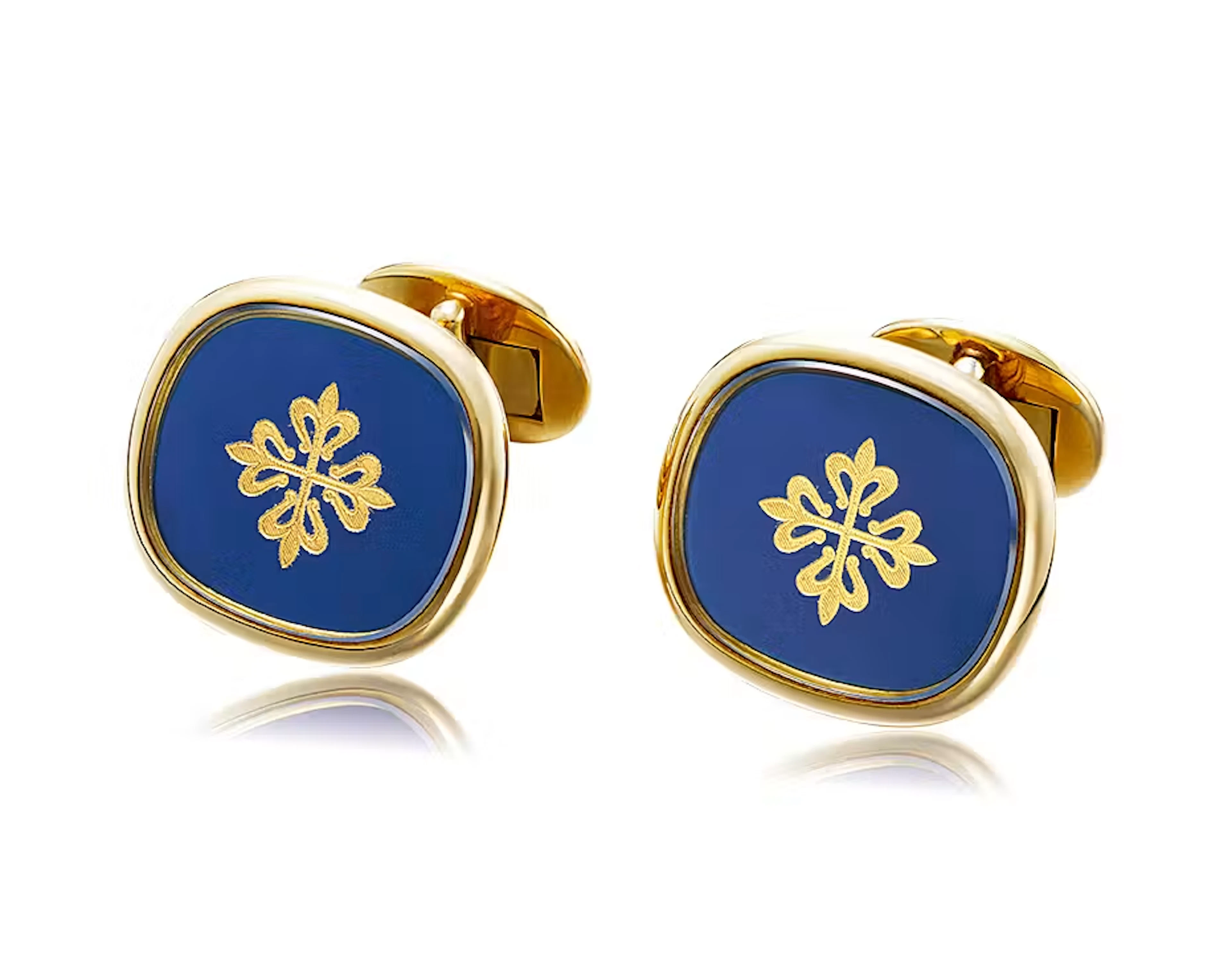 Blue Ellipse Cufflinks with Calatrava Cross. Reference no. 9002 A