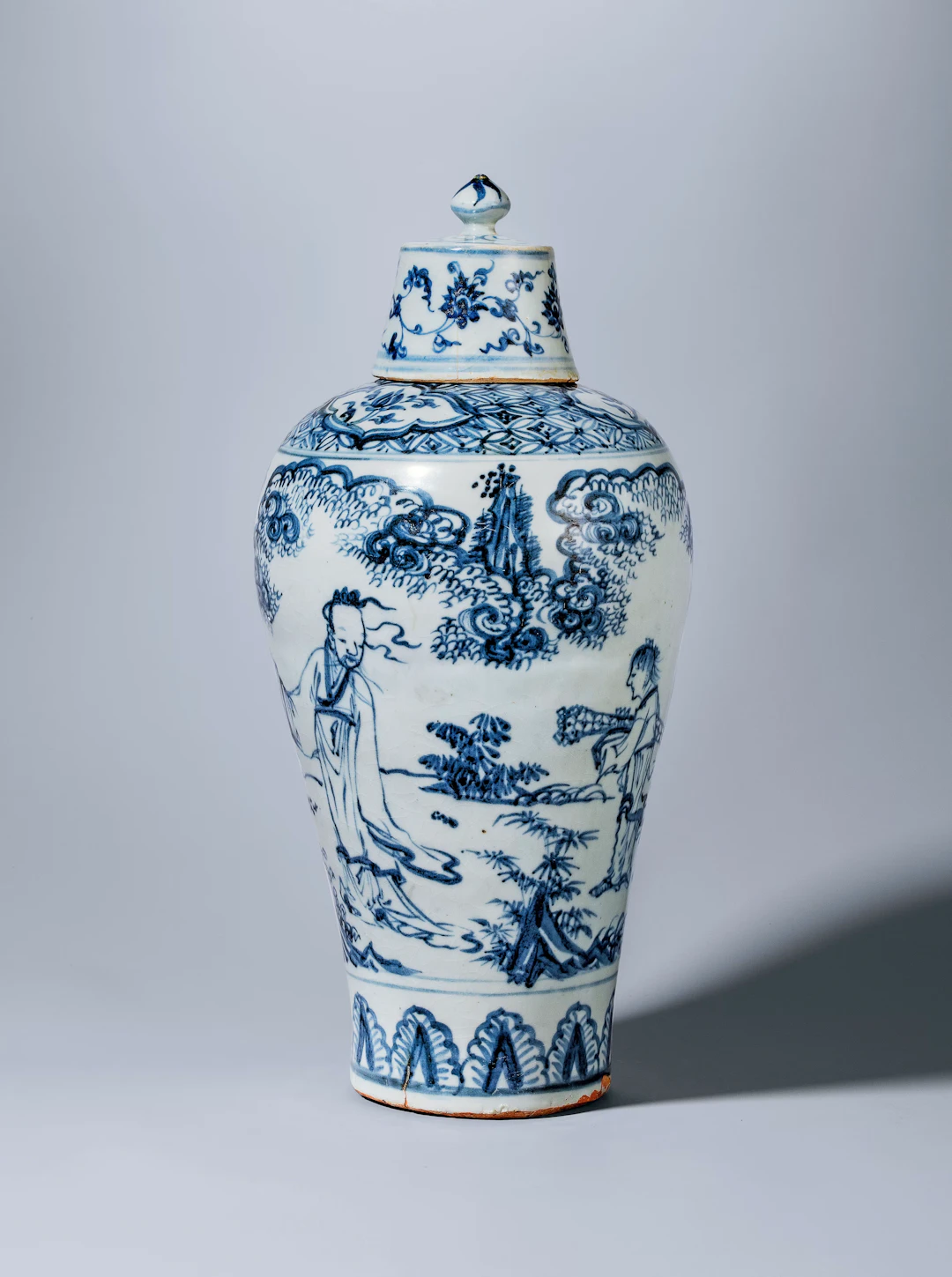 A BLUE AND WHITE 'SCHOLAR' VASE AND COVER, MEIPING, ZHENGTONG TO TIANSHUN