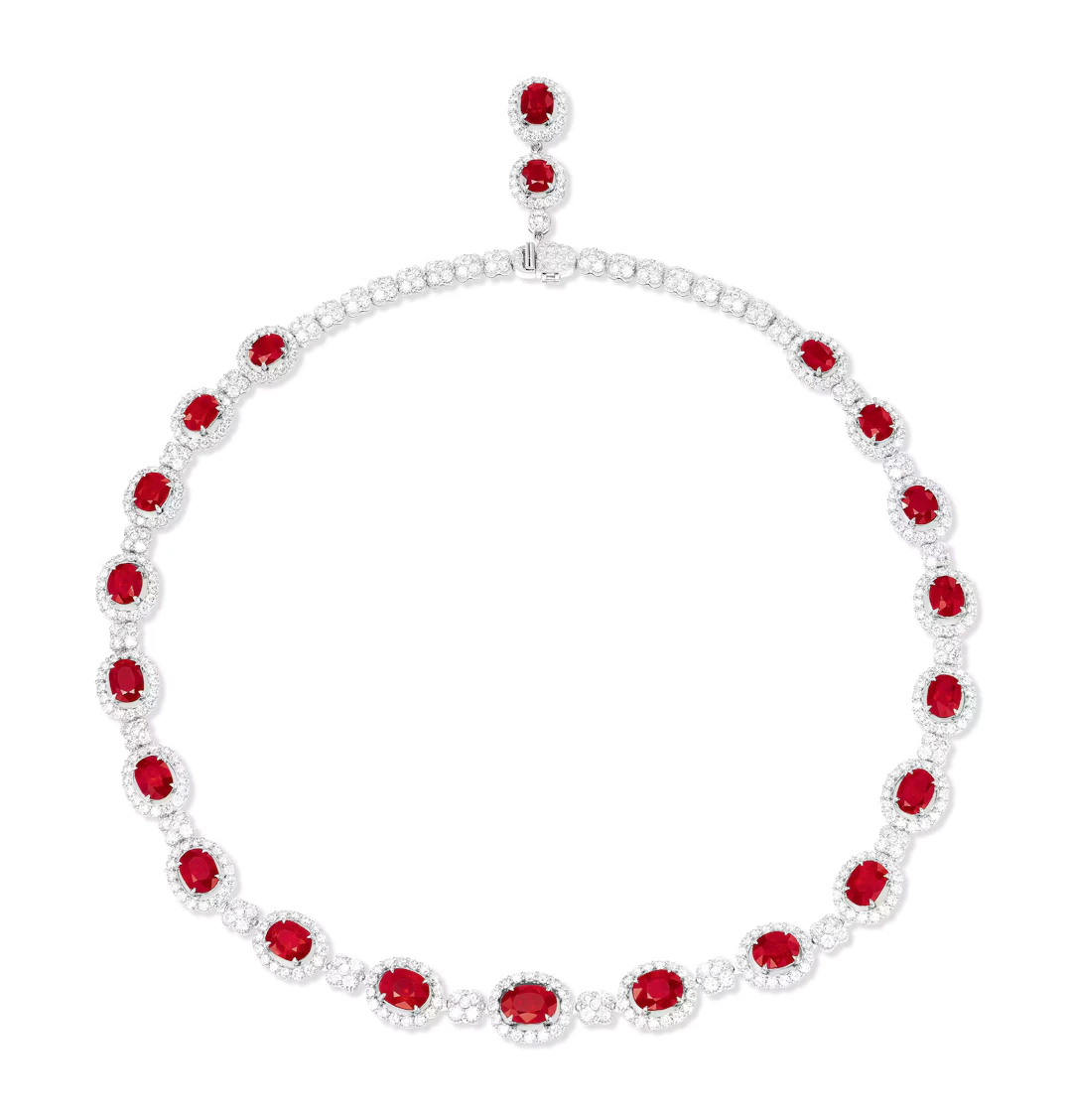 TOTAL OF 26.19 CARAT BURMESE 'PIGEON'S BLOOD' RUBY AND DIAMOND NECKLACE