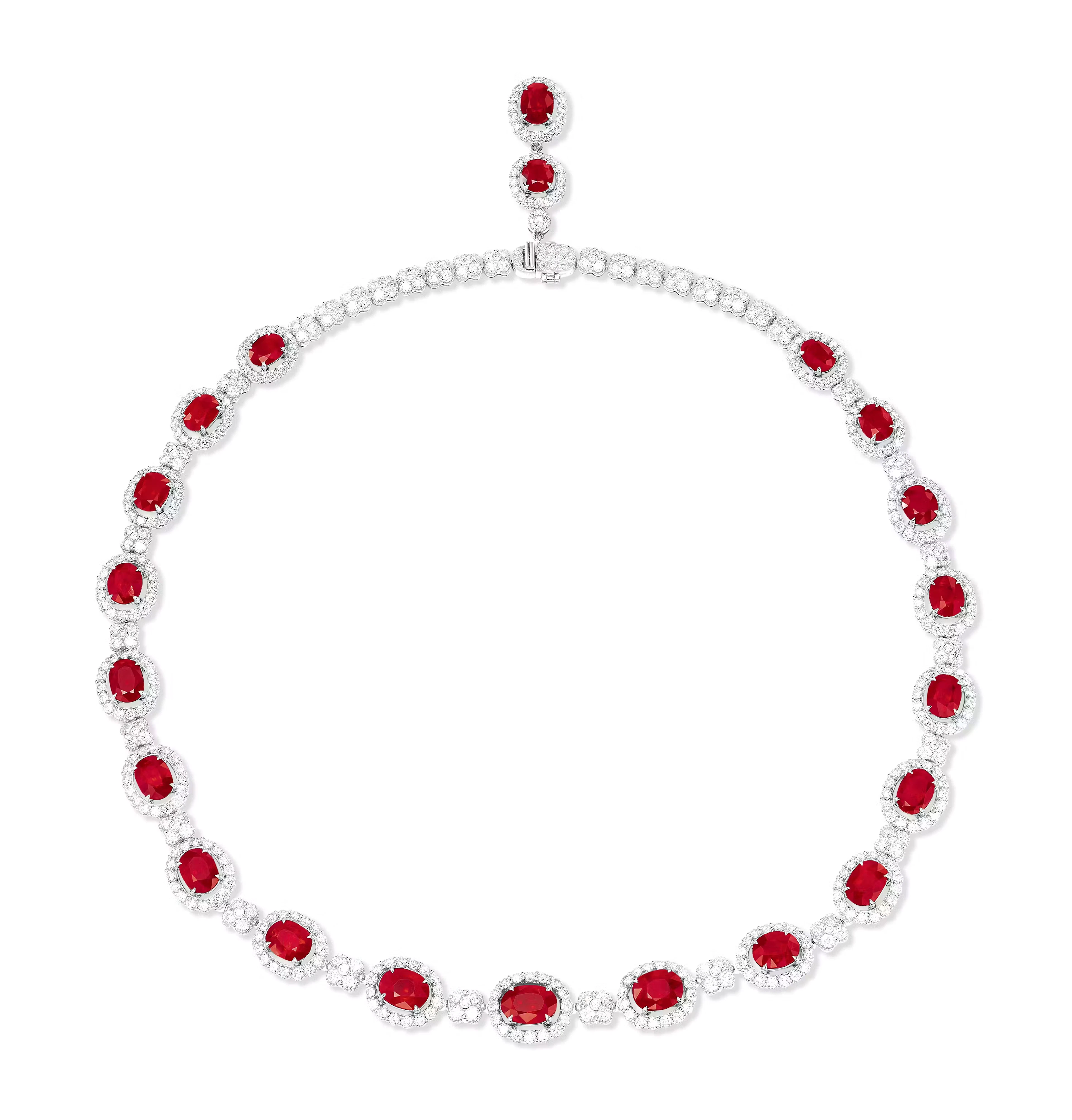 TOTAL OF 26.19 CARAT BURMESE 'PIGEON'S BLOOD' RUBY AND DIAMOND NECKLACE