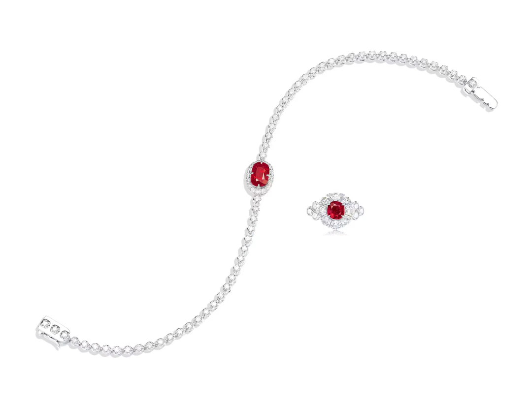 TOTAL OF 2.00 CARAT BURMESE 'PIGEON'S BLOOD' RUBY AND DIAMOND BRACELET AND RING