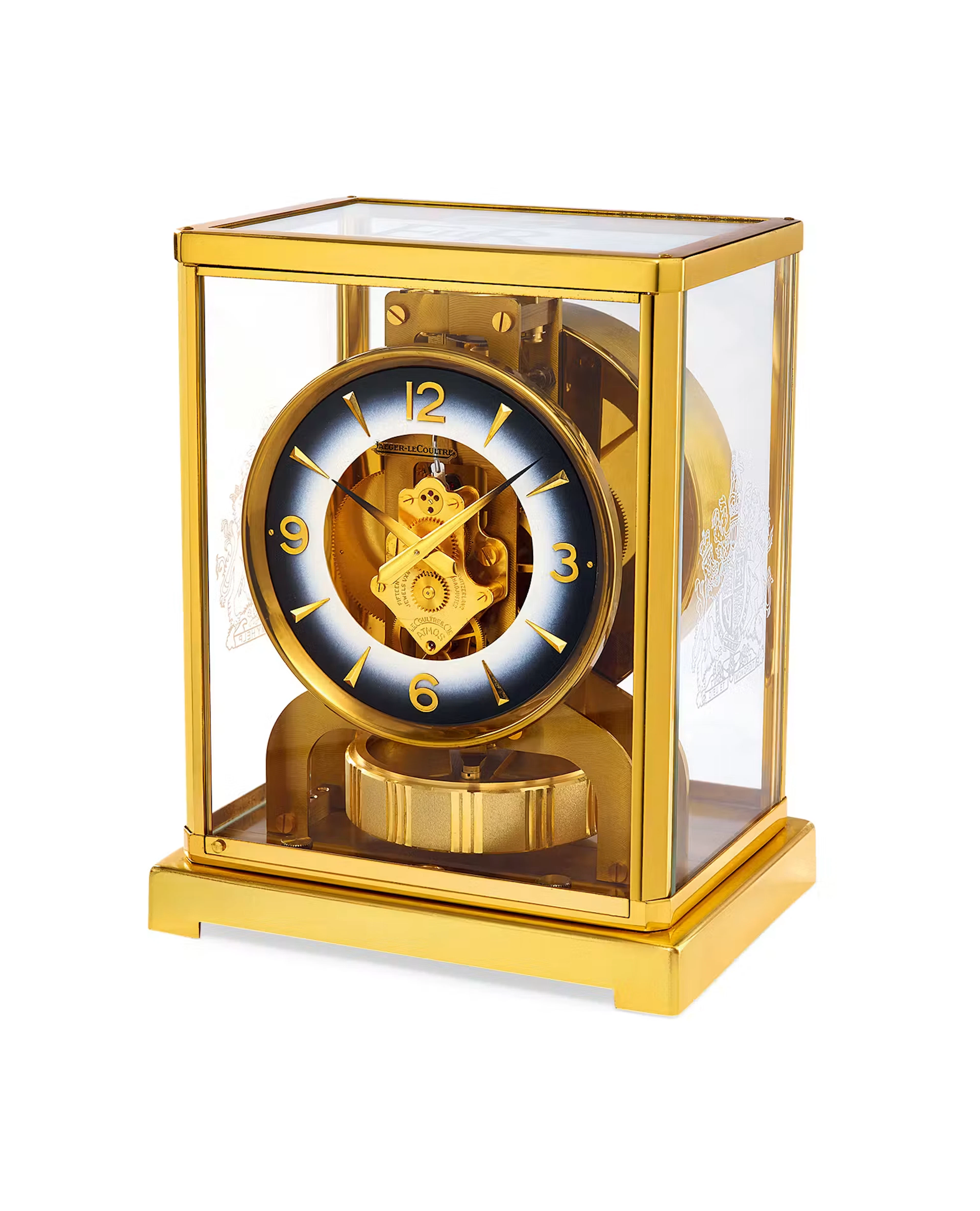 ATMOS A fine and rare mechanical clock housed in a gilt brass, glazed