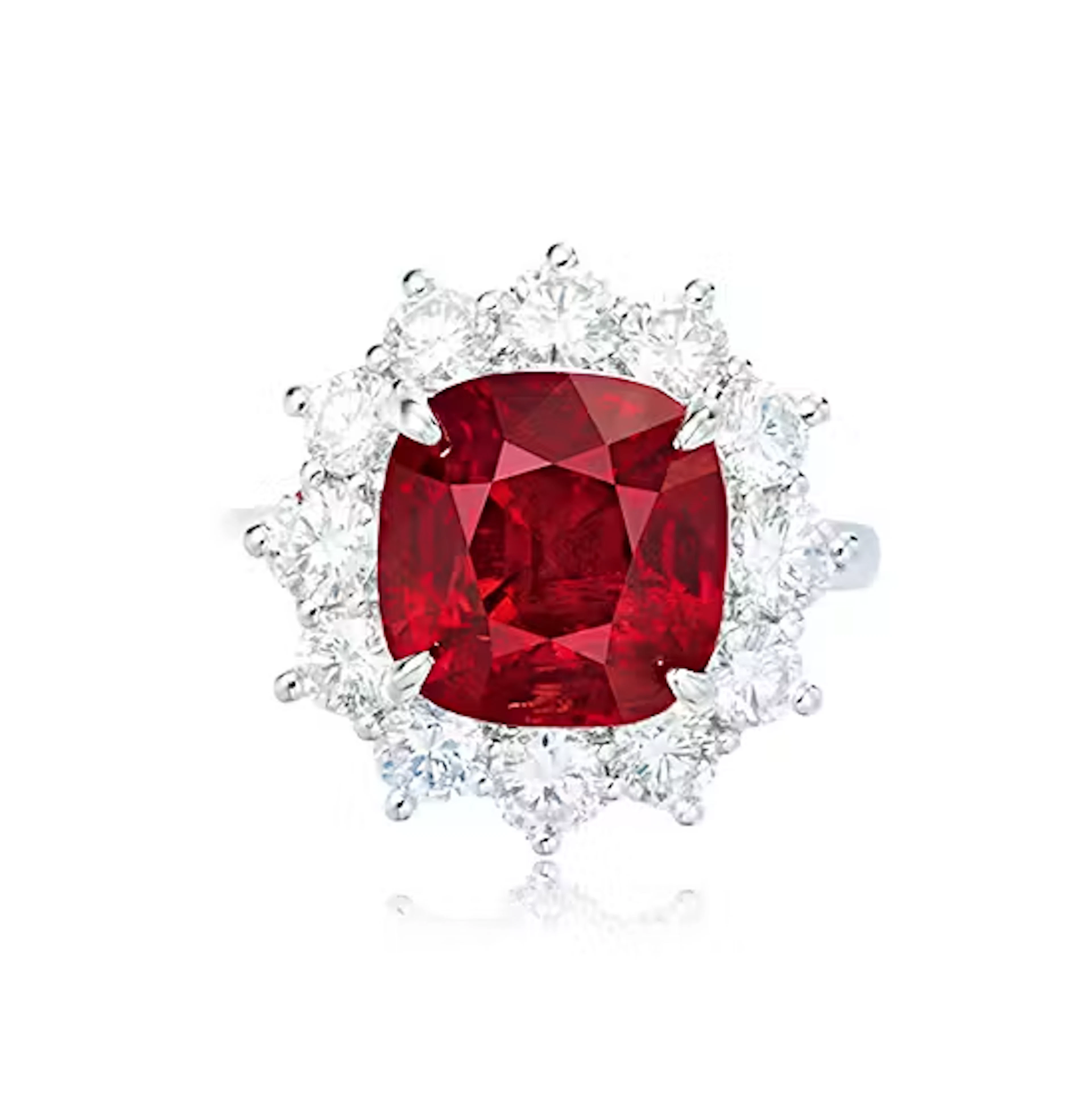6.57 CARAT BURMESE SPINEL AND DIAMOND RING