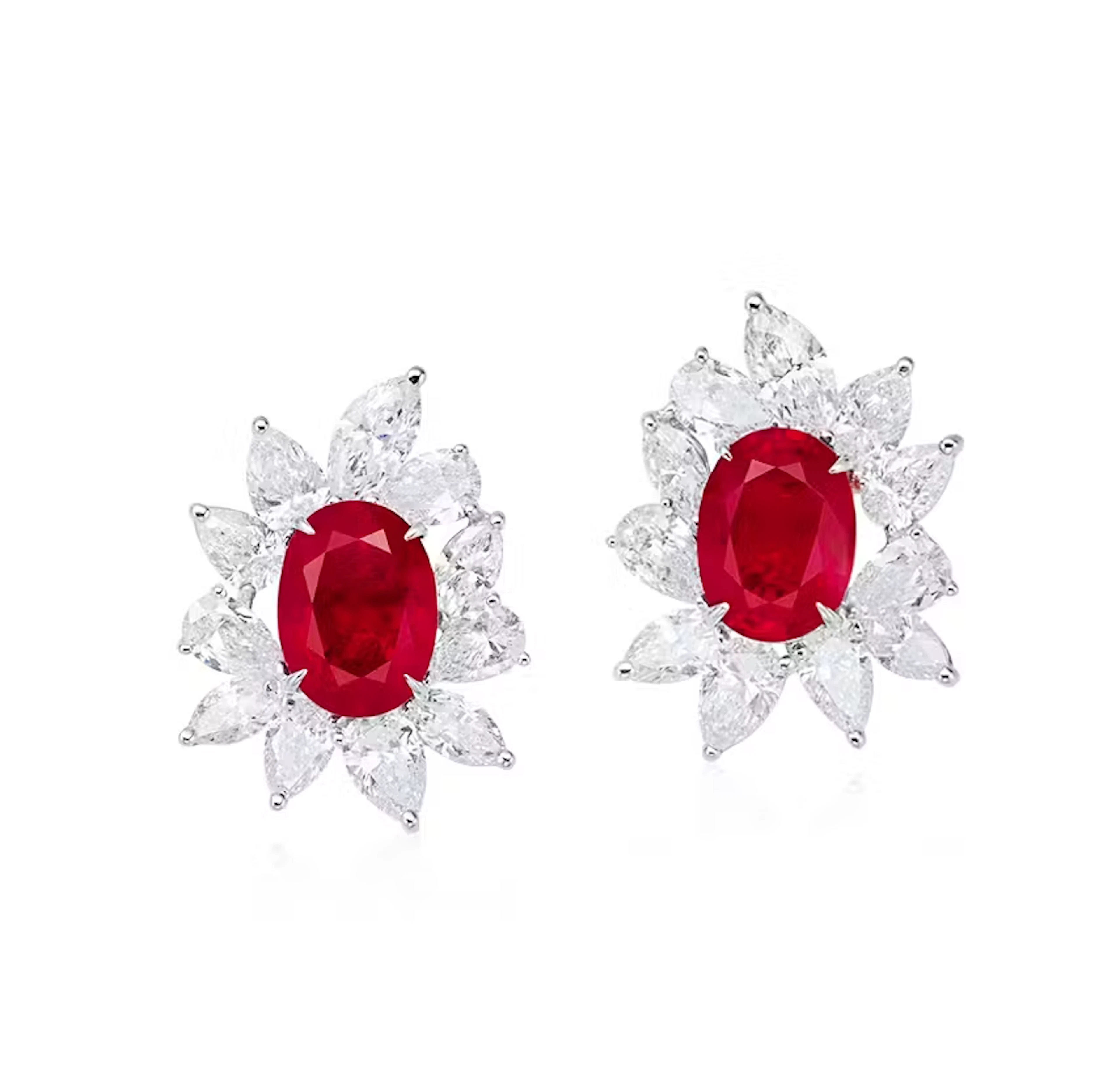 PAIR OF 3.21 AND 2.92 CARAT BURMESE MOGOK 'PIGEON'S BLOOD' RUBY AND