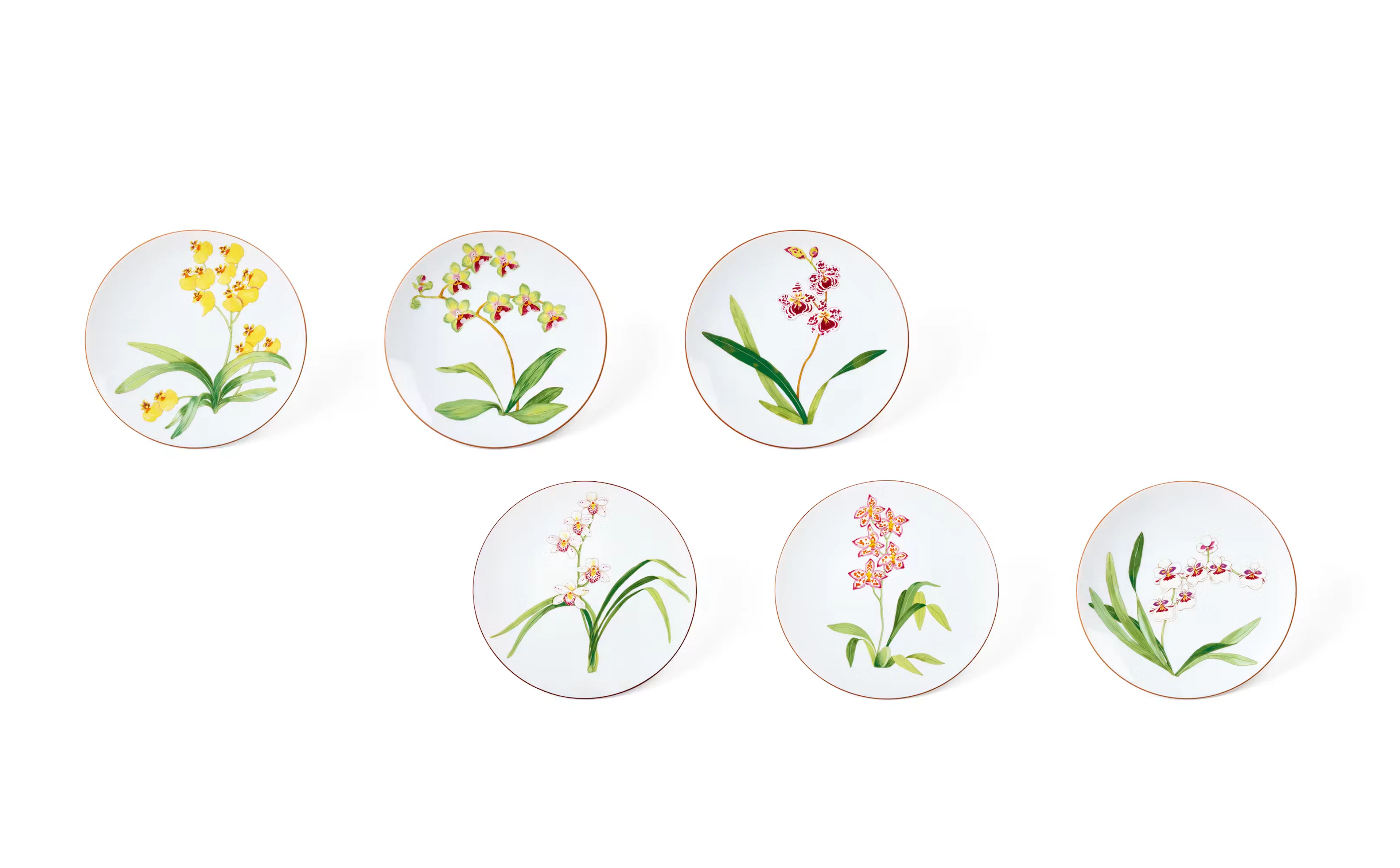 FOUR PAIRS OF PORCELAIN DESSERT PLATES AND TWO DINNER PLATES, BY HERMÈS