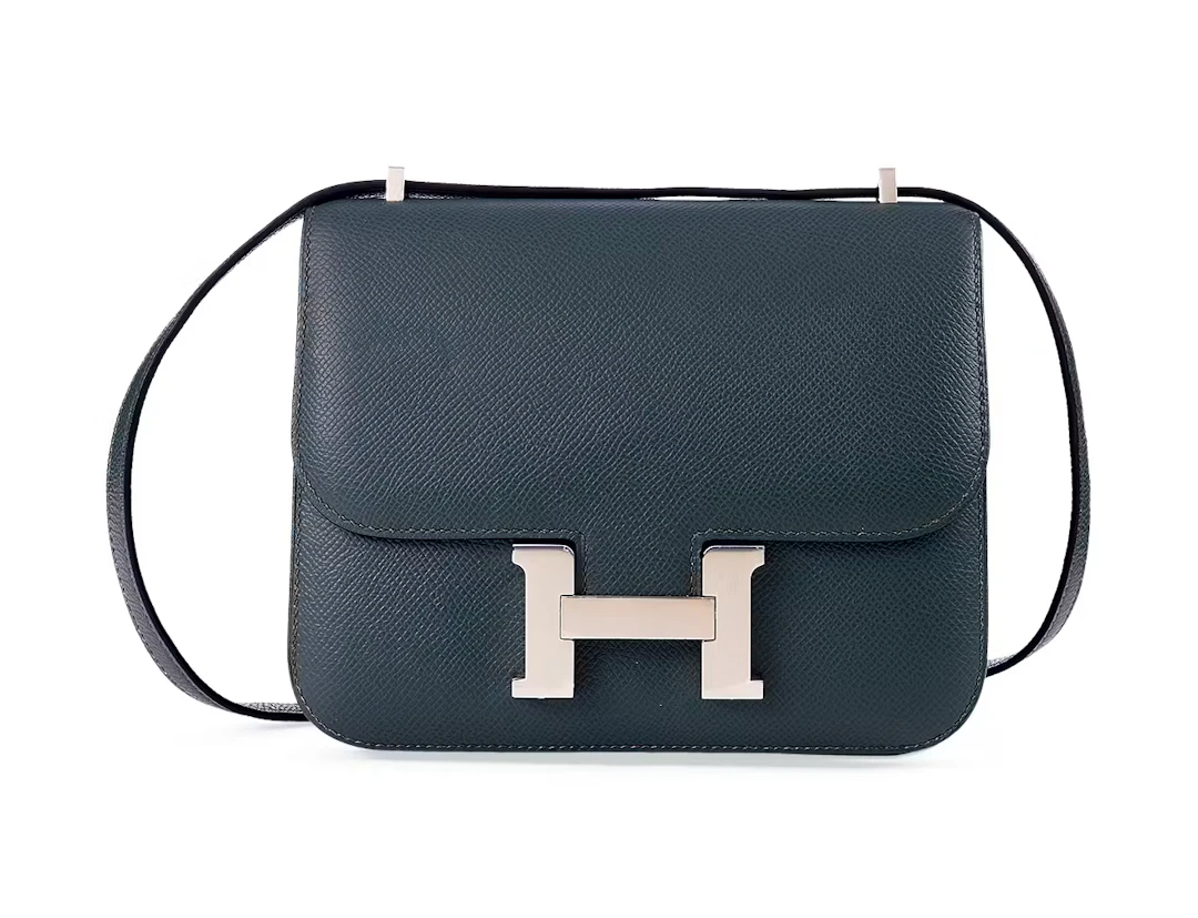 A BLUE ORAGE EPSOM CONSTANCE 18 WITH PALLADIUM HARDWARE, 2021, BY HERMÈS